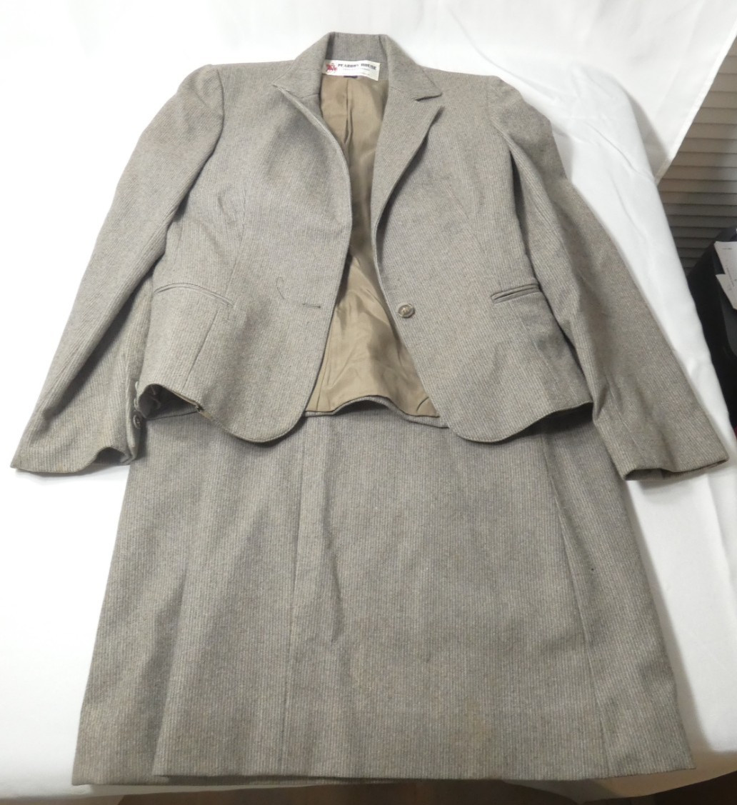 Vintage Peabody House Gray Brown 2 Piece Skirt Suit Set Jacket Size 5/6