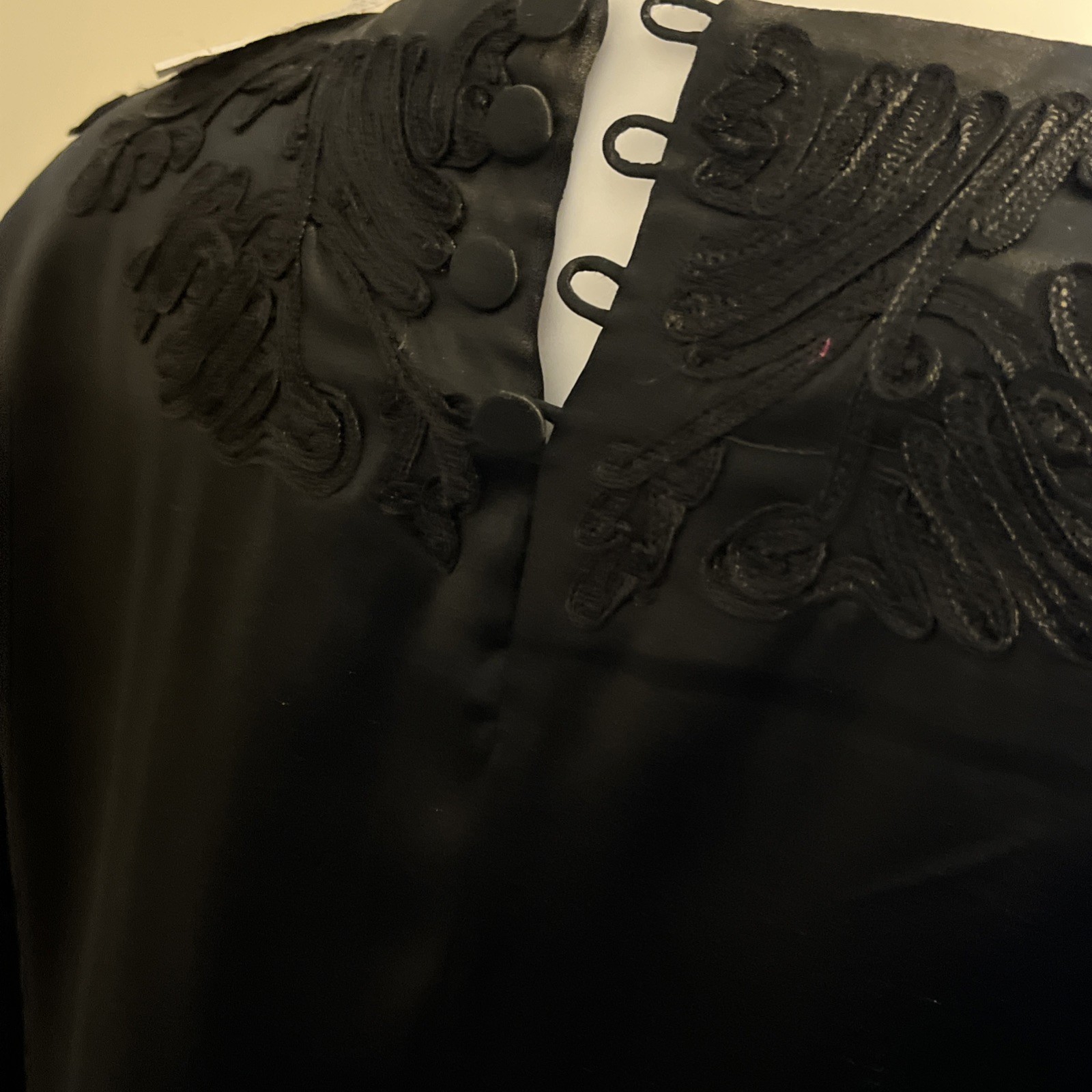 Women’s Vintage Lauren Alexandra Black 100% Silk Blouse Size 6P Long Sleeve