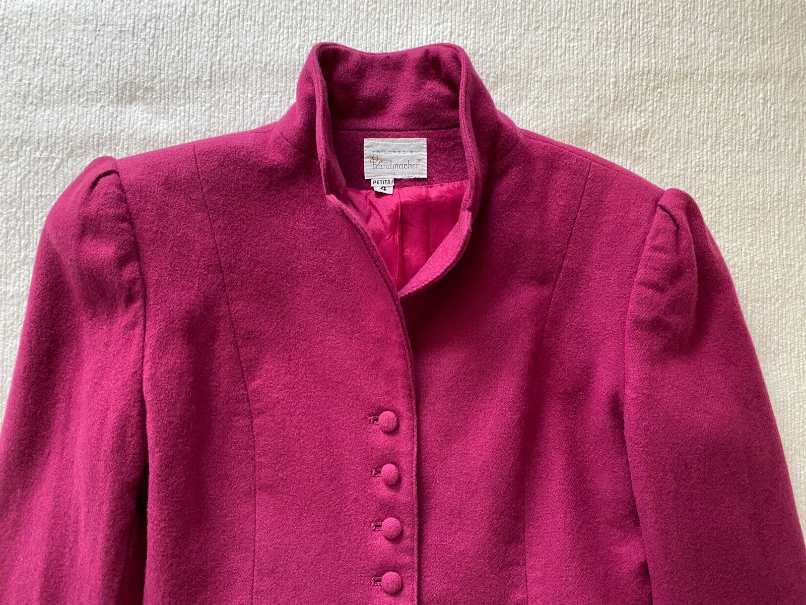 VTG Fitted Wool Jacket | Tailored by Handmacher | Covered Buttons| Petite | Pink