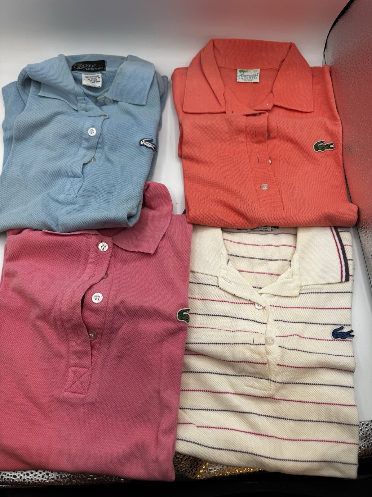 4 Vintage 70s Haymaker Lacoste Polos S/M Easter Spring Colors Pink Purple Blue