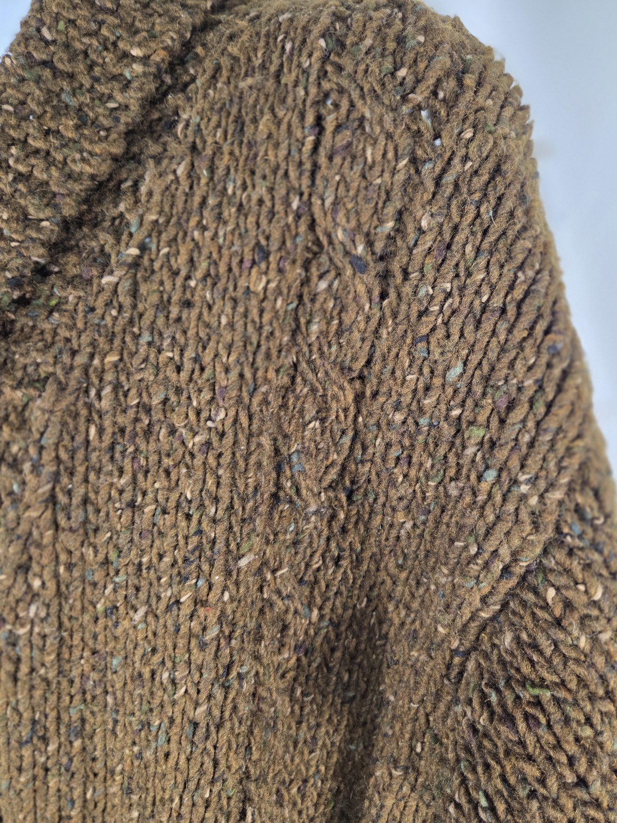 Vintage Women’s Perry Ellis Handknit Wool Belted Cardigan Olive Brown Size S