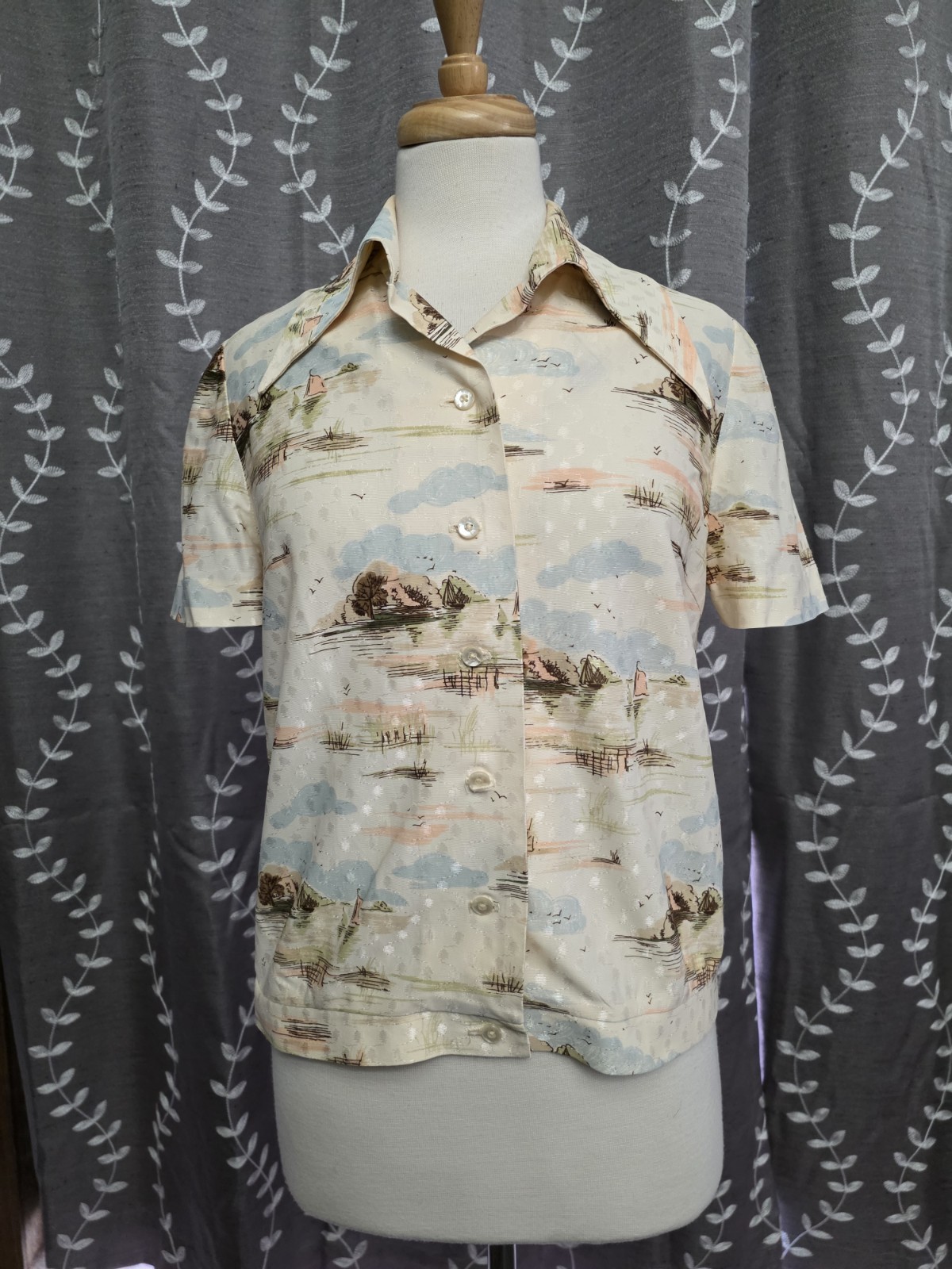 Vintage 60s Nardis Of Dallas Silk Blend Button Up Top Beach Boat Women’s Small