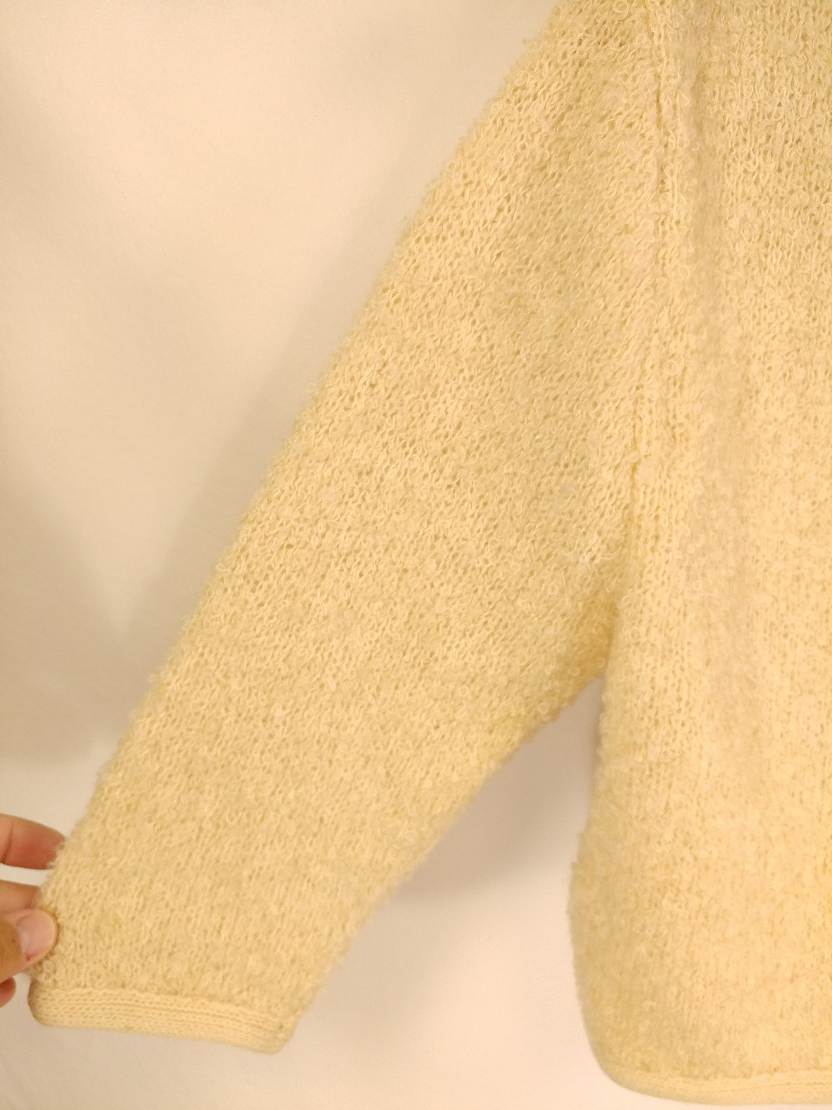 Vtg 50s Glam ETHEL of Beverly Hills Cream Pearl Cardigan Sweater Wool Up to 34″