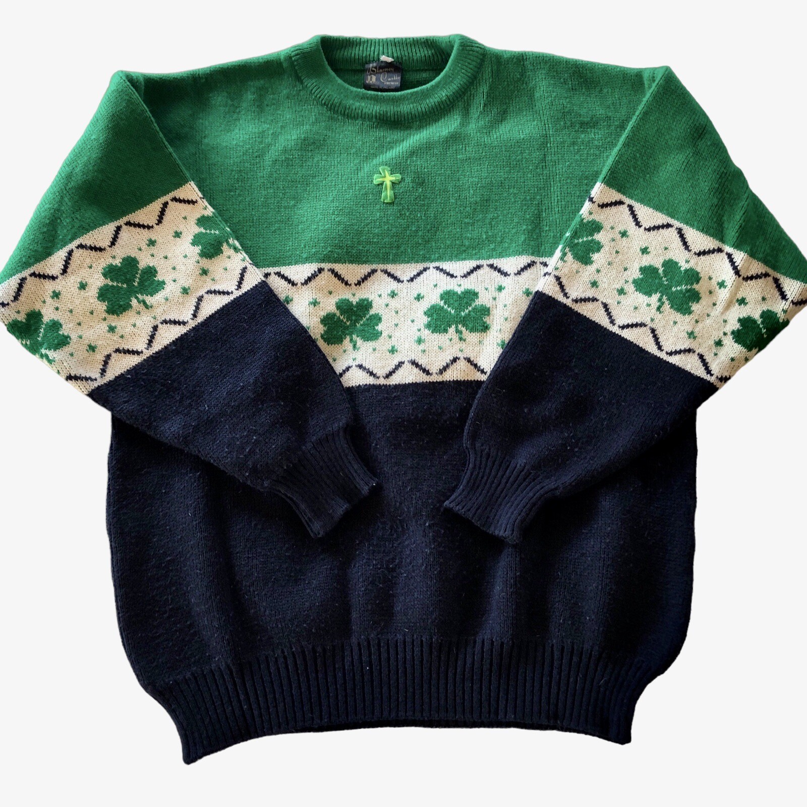 Vtg Blarney Castle Irish Sweater Size Medium Pullover Shamrocks St Patricks Day