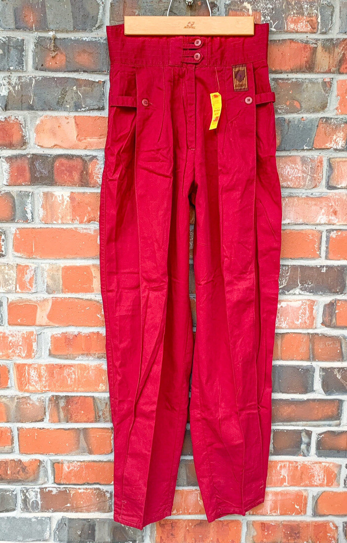 Vintage Deadstock Bugle Boy Maroon Red High Waist Pleated 80s 54054 Pants NWT