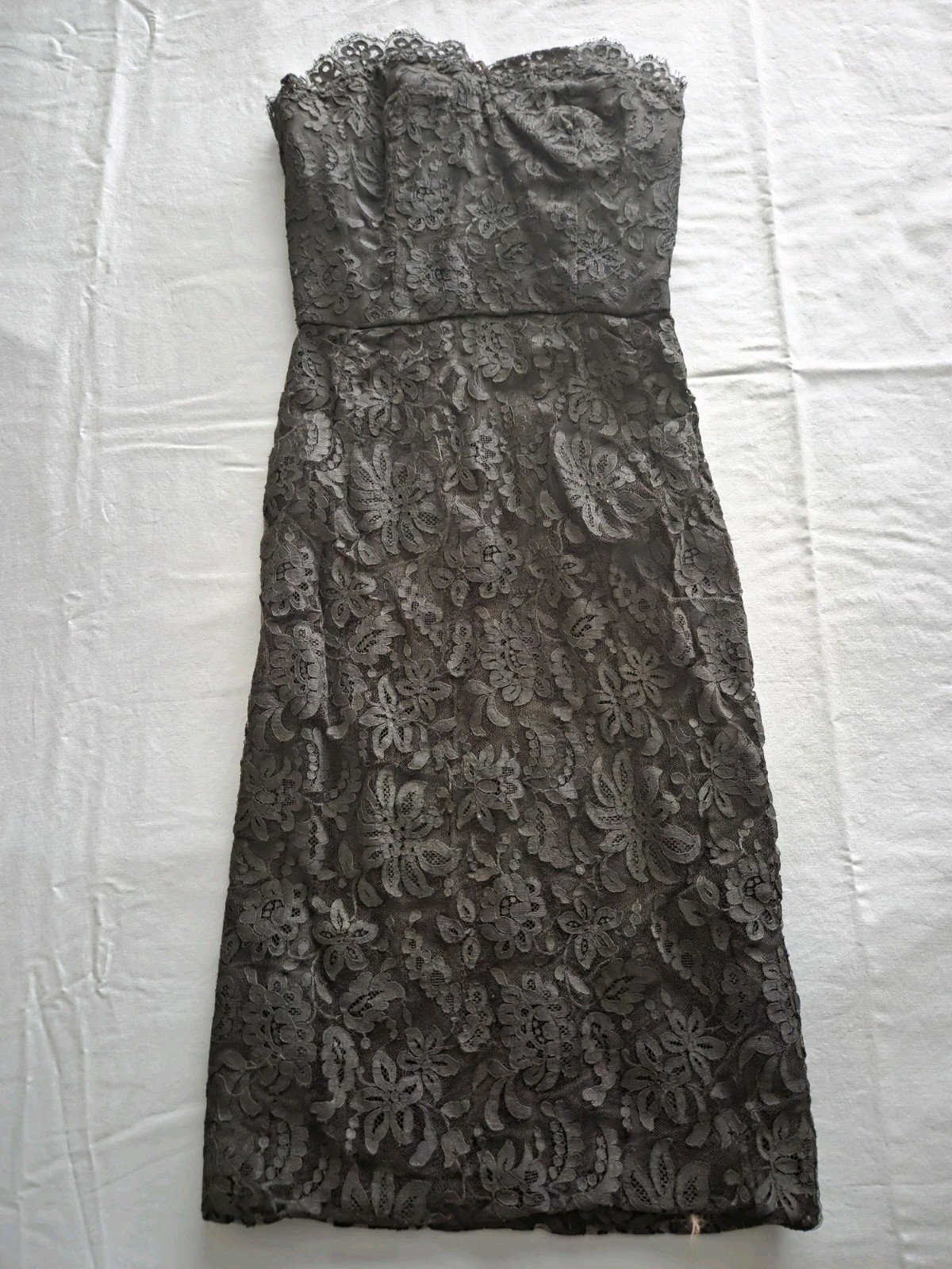 Vintage Edward Abbott Wilson Folmar Black Lace Strapless Dress, Elegant Cocktail