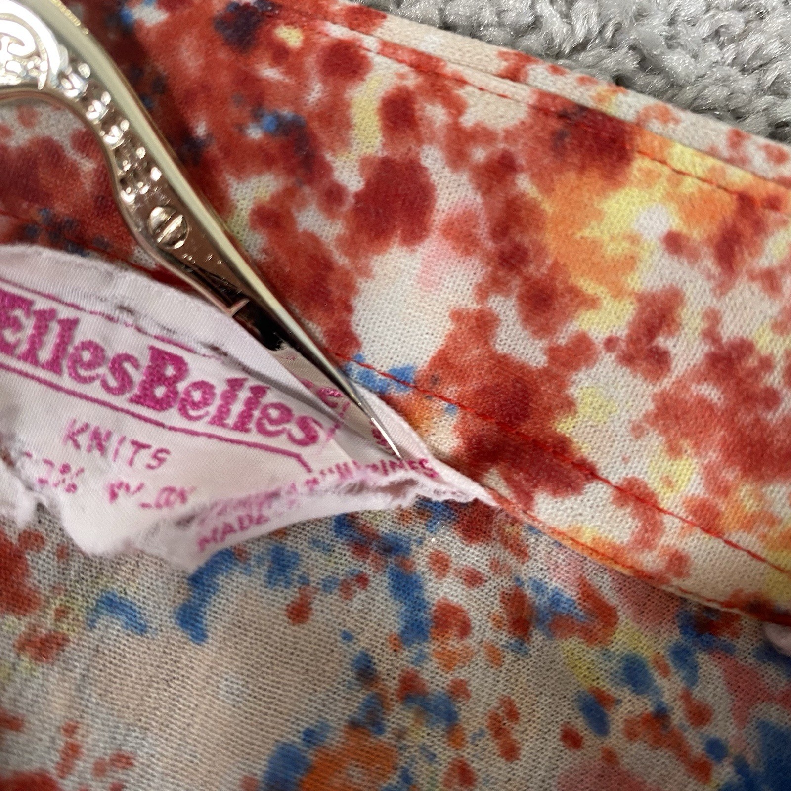 VTG 70’s Sheer Button Up Dagger Collar Shirt Red Disco Floral Secretary Size S/M