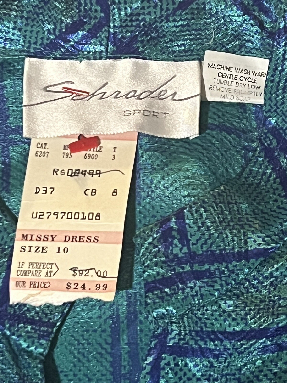1980’s Vintage Women’s Dress Schroeder Sport Teal Green Size 10 – New w/Tags!
