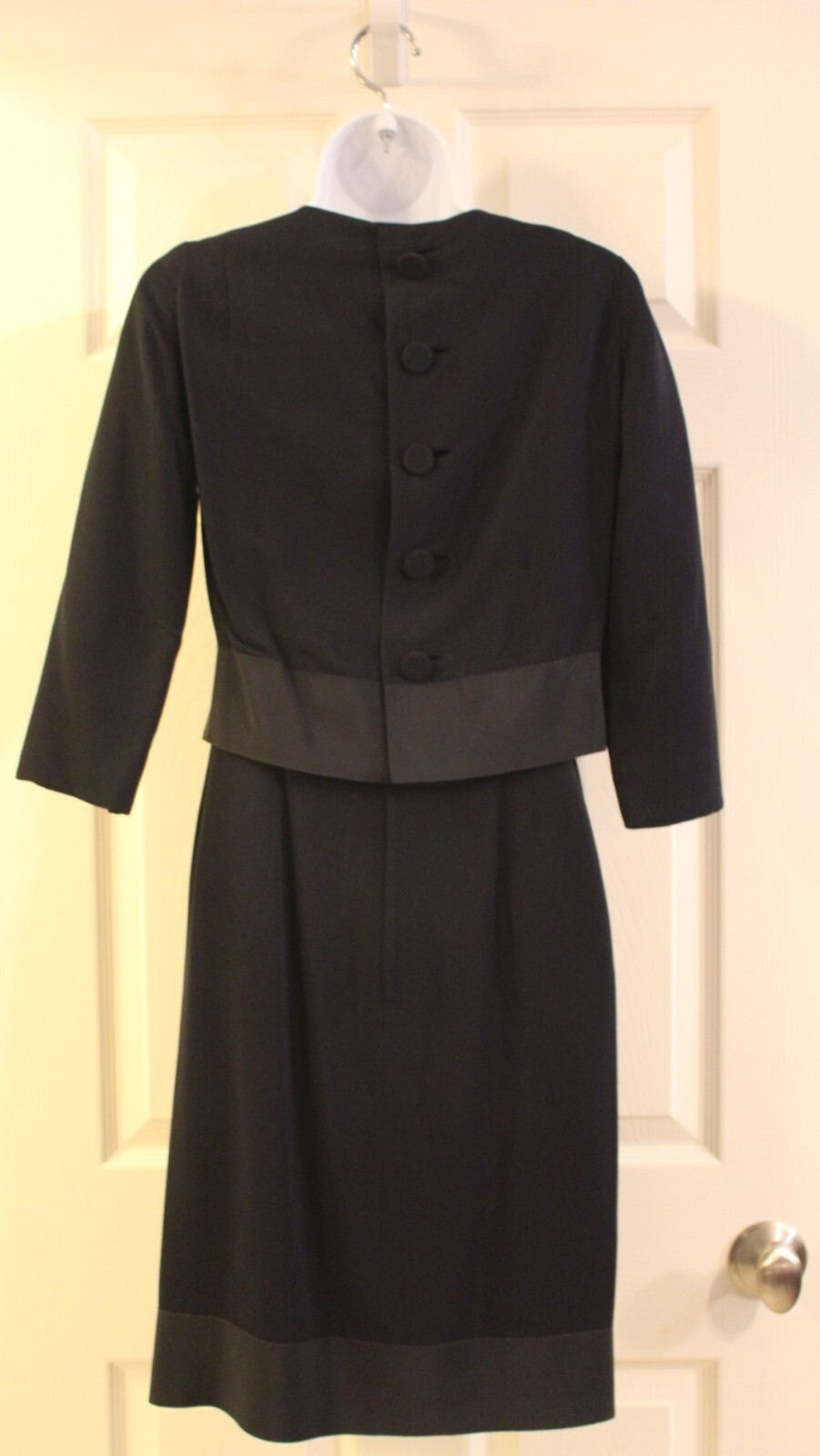 Maurice Rentner 60’s Vintage Silk Dark Navy Dress with Jacket Overlay (Small)
