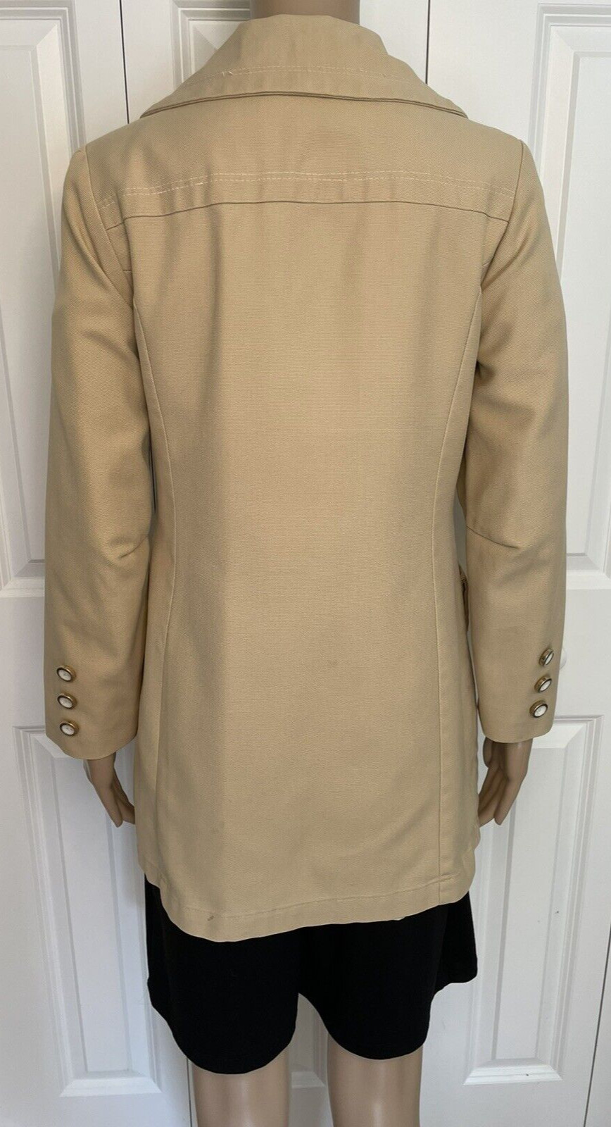 Vintage Jerold Outer Banks Collection XS Beige Double Breasted Lined Jacket Coat