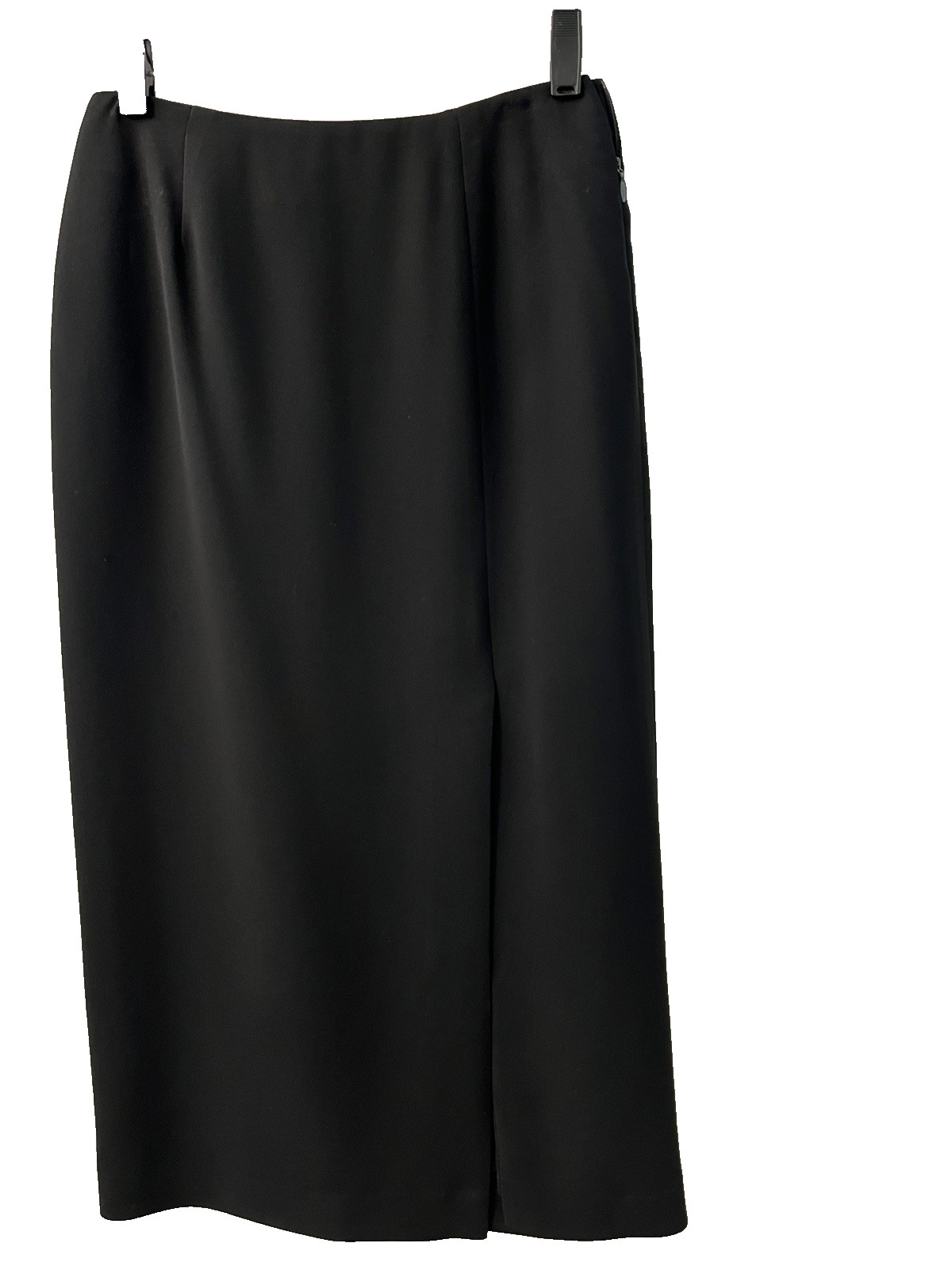 Vintage Petite Sophisticate Black Mid-Calf Pencil Skirt slit Career dressy 2P
