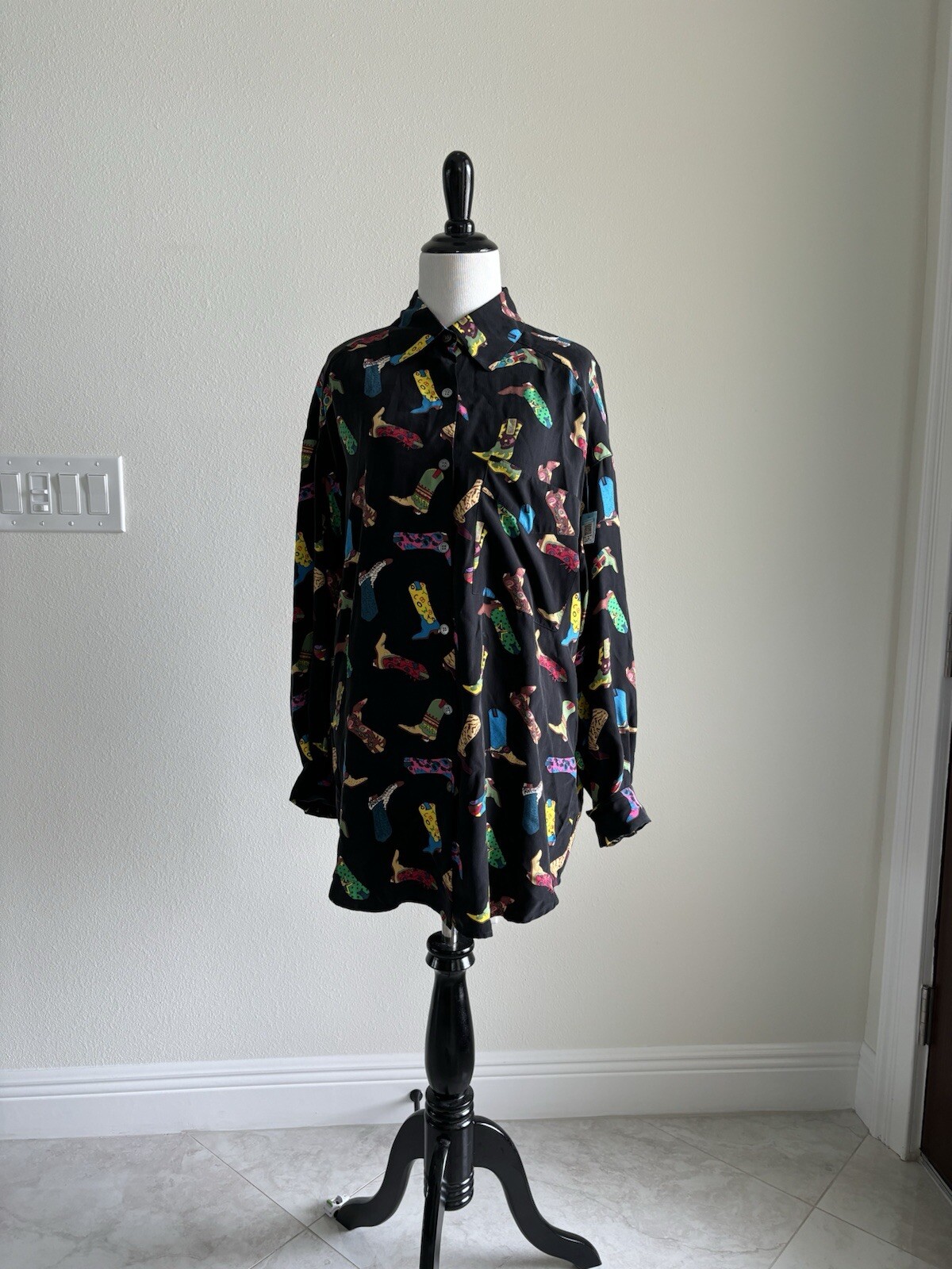 Vintage Cowboy Boot Button Up Blouse Size 12