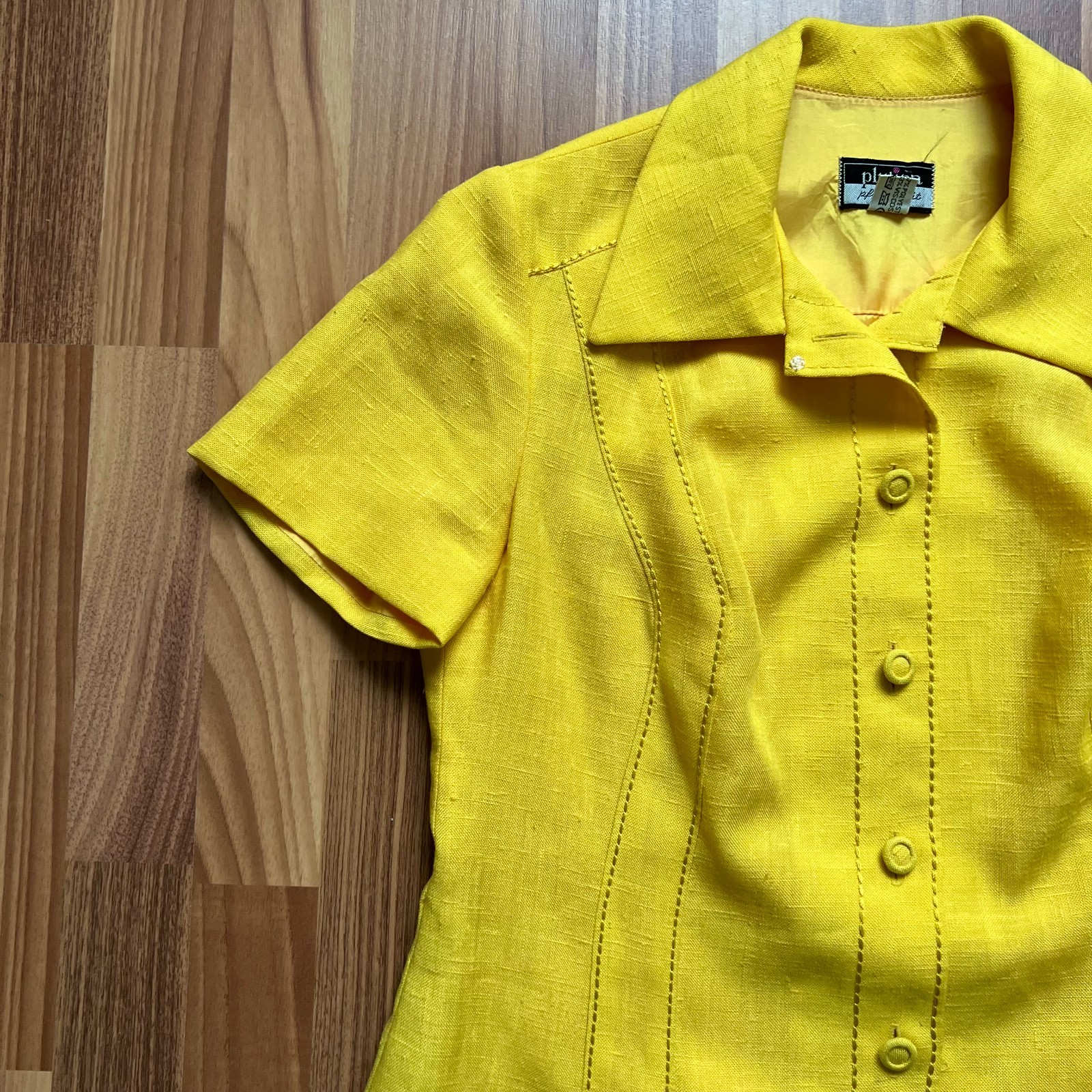 1970s Plus Size Mod Shirt Dress Button Front Aline Retro Midi Short Sleeves 46