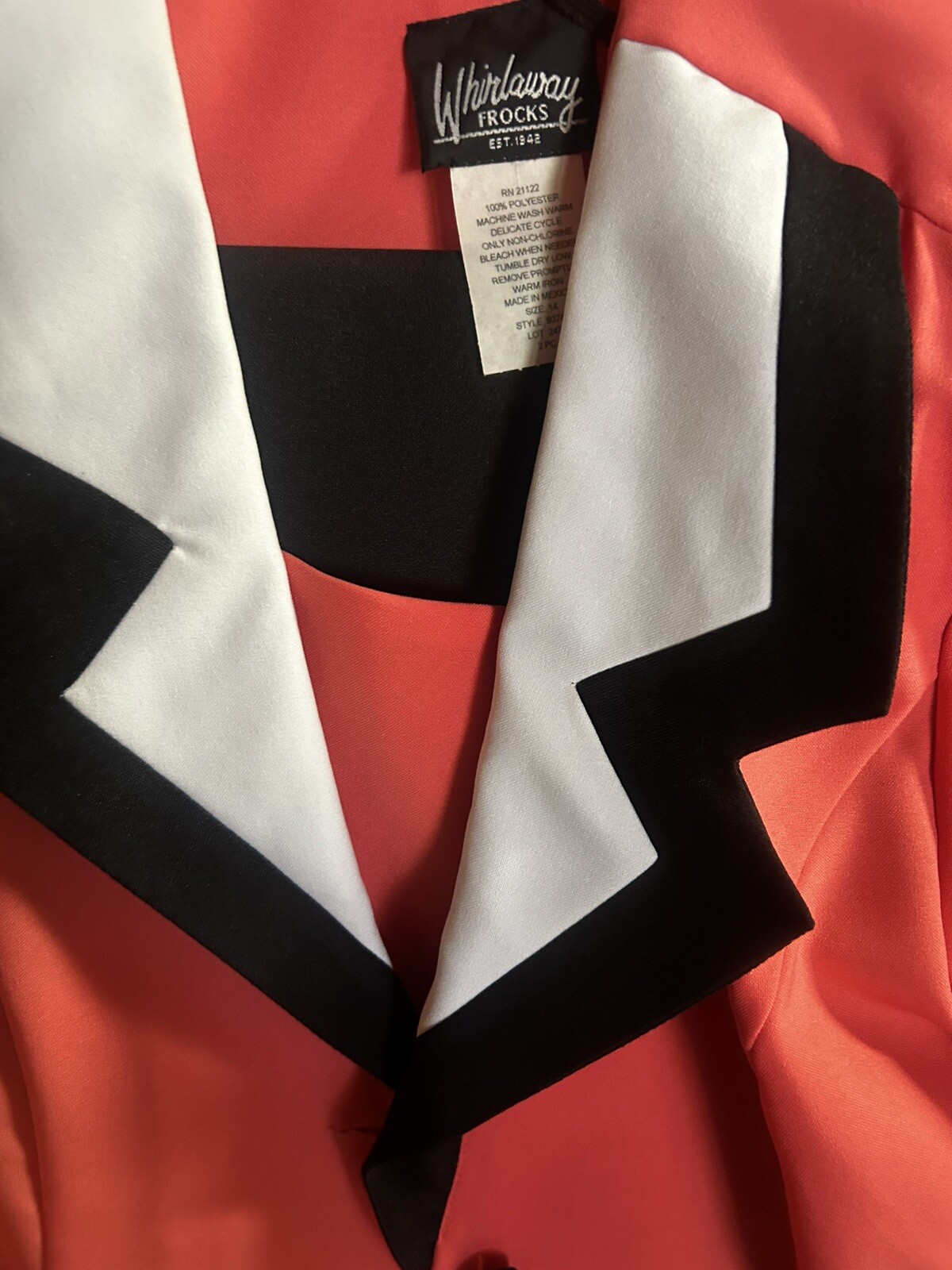 NWOT Vintage Whirlaway Frocks Pink, White Black 2pc Set Skirt & Suit Jacket 14