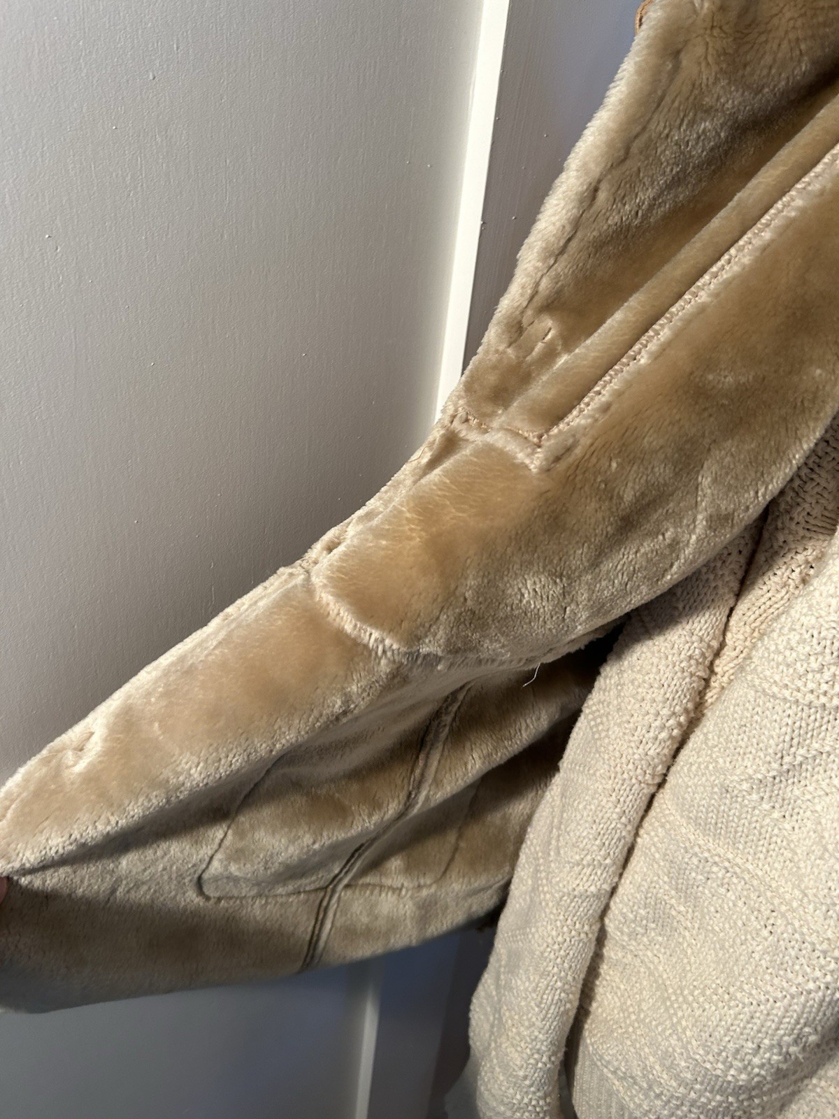 Vtg Jones New York XL Tan Brown Faux Fur Suede Coat Jacket Pennylane Hooded