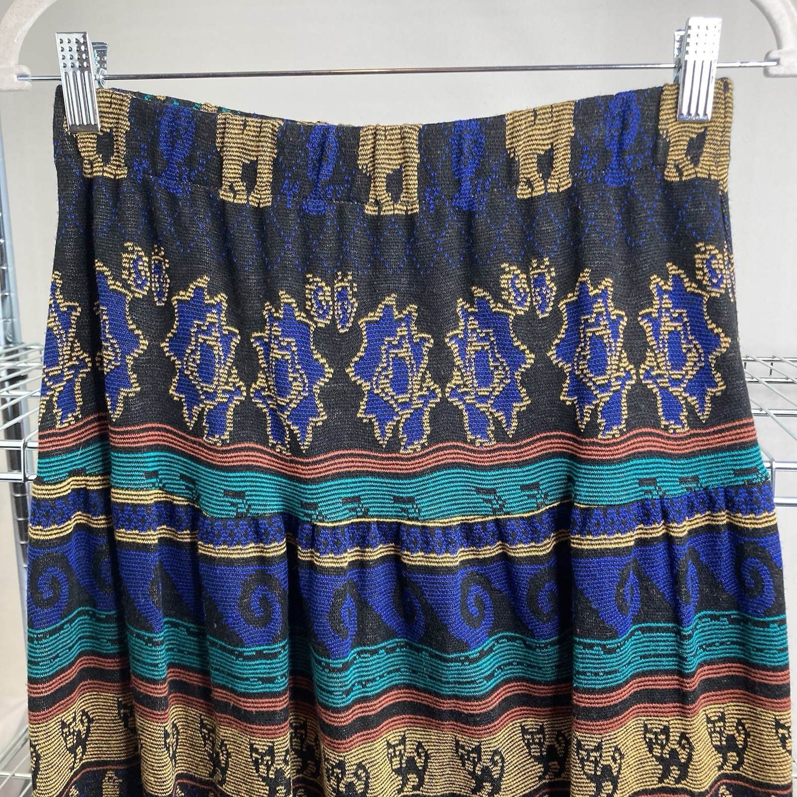 VTG 80s Melrose Knits By Christian De Castelnau Aztec Vest Skirt Set Size S/M