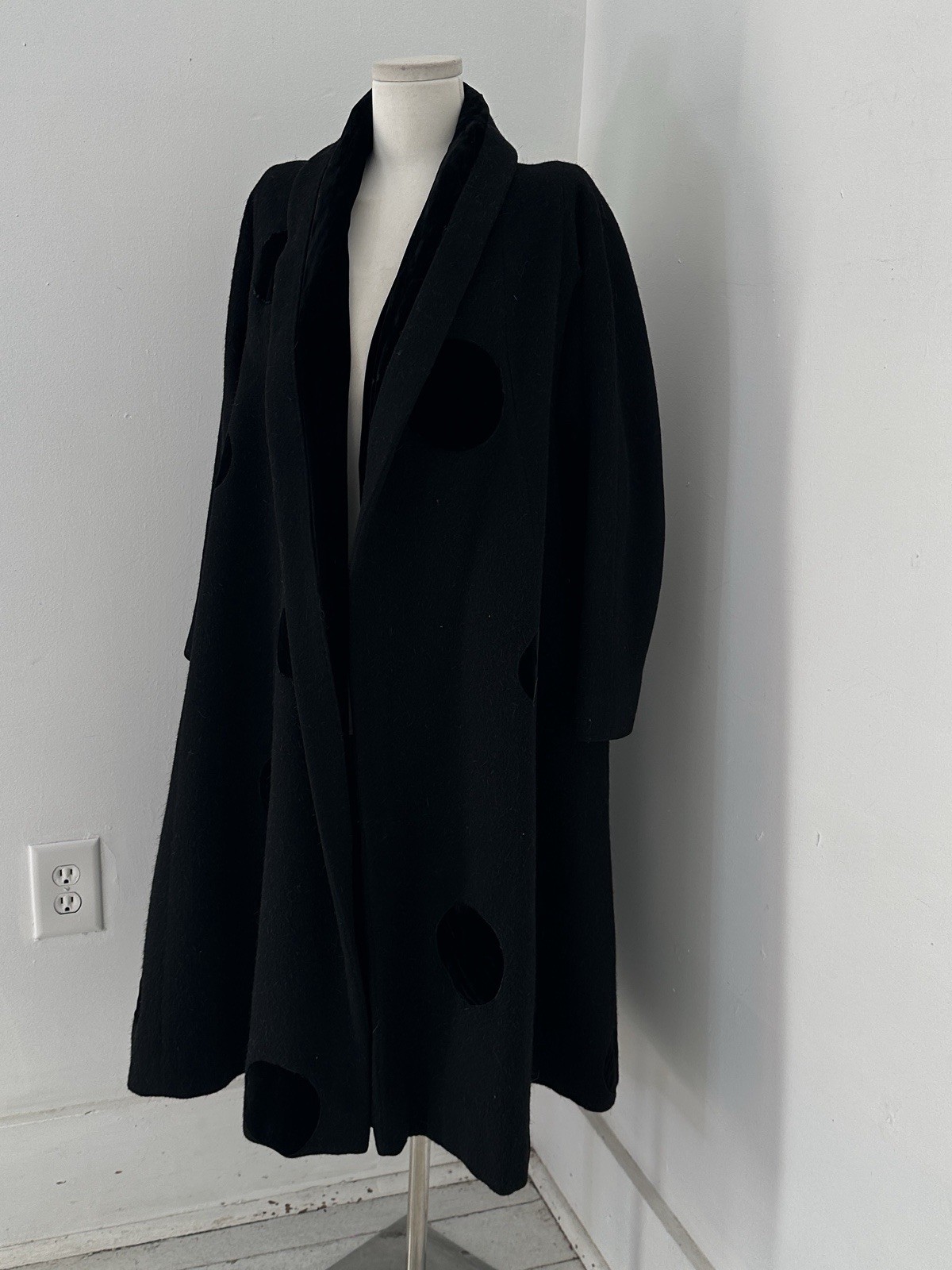Vintage 50s Lilli Ann Wool Mohair Velvet Polka Dot swing Coat