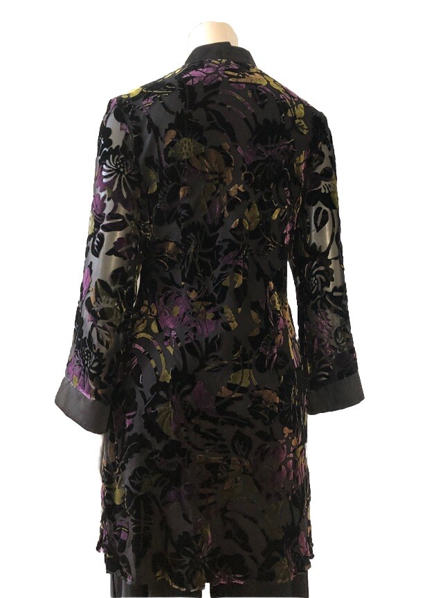 Citrine Vintage 90’s Y2K Asian Inspired Silk Velvet Burnout Dress Fairy Witchy M