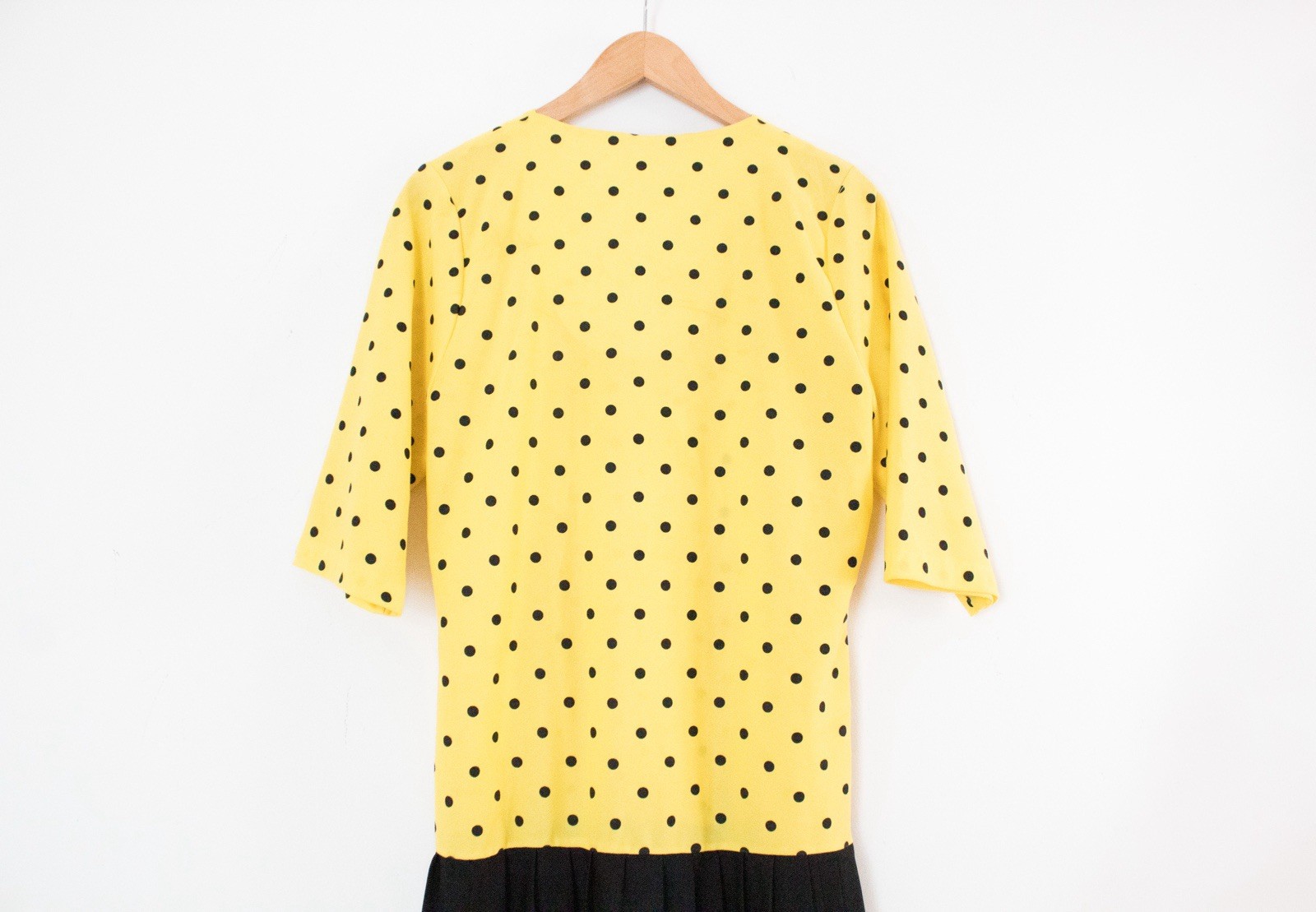 Whirlaway | Vintage 80’s Yellow & Black Polka Dot Drop Waist Dress | Size 14
