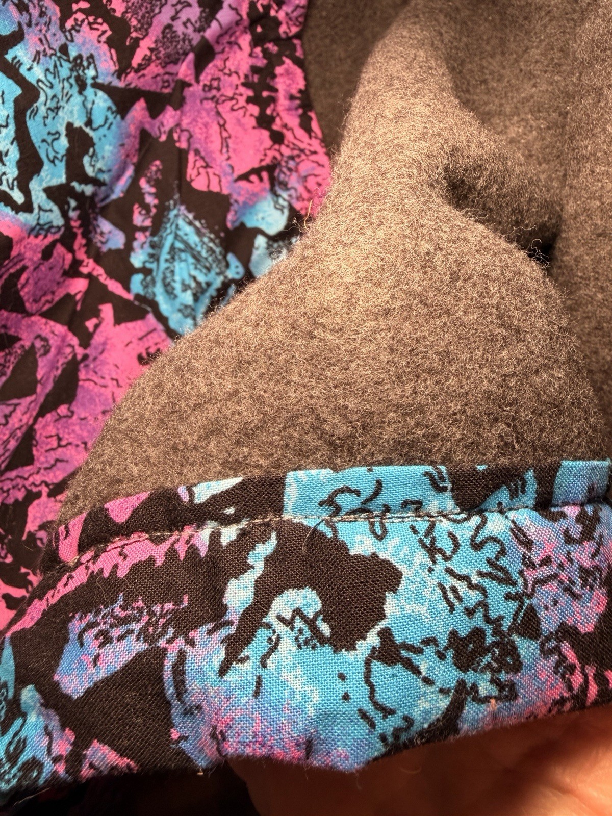 Vintage Handmade Reversible Fleece Jacket. Retro. Multi Colors. Size XL-1XL