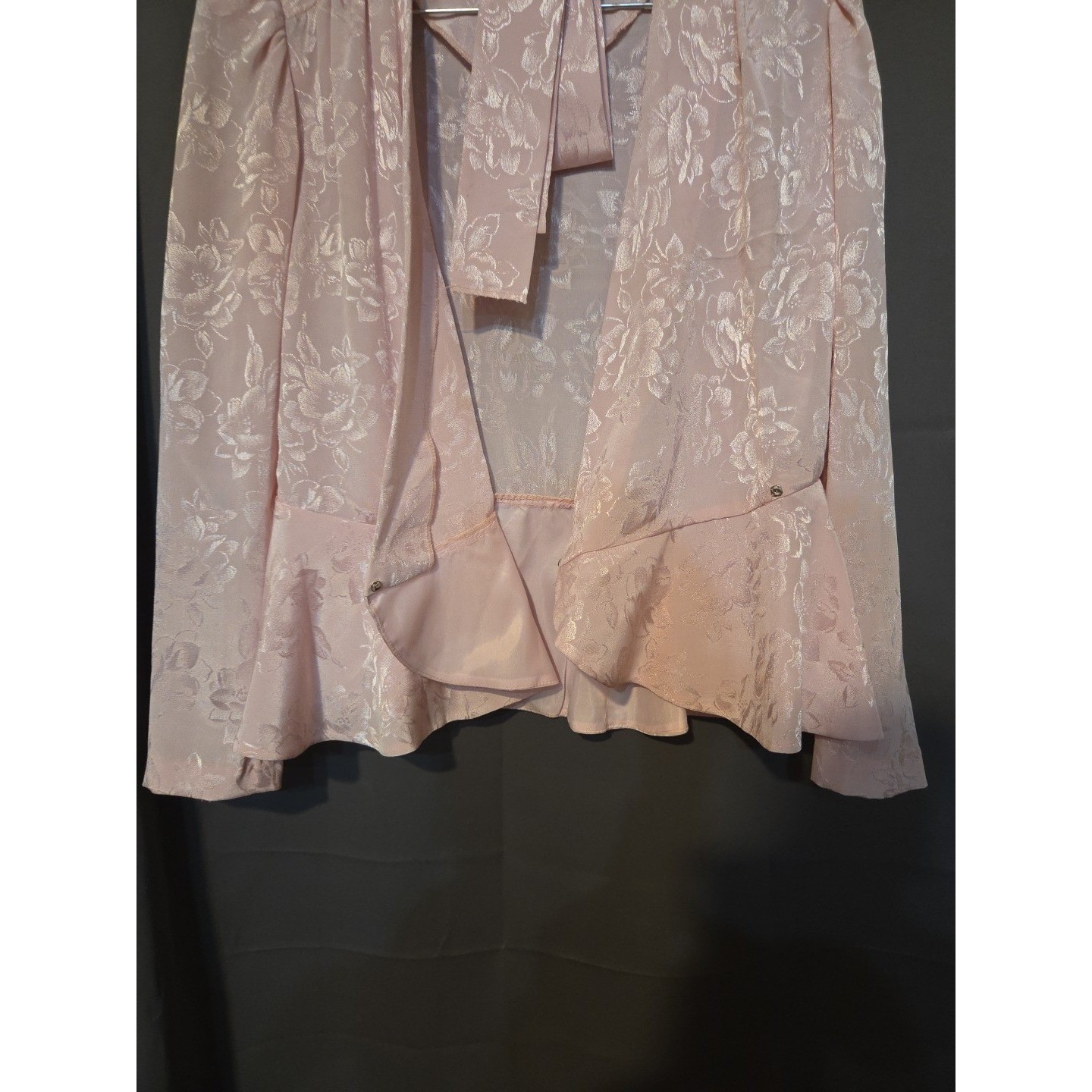 Jerrie Lurie Pink Floral Jacquard Peplum Top and Midi Skirt, Vintage Women’s Set