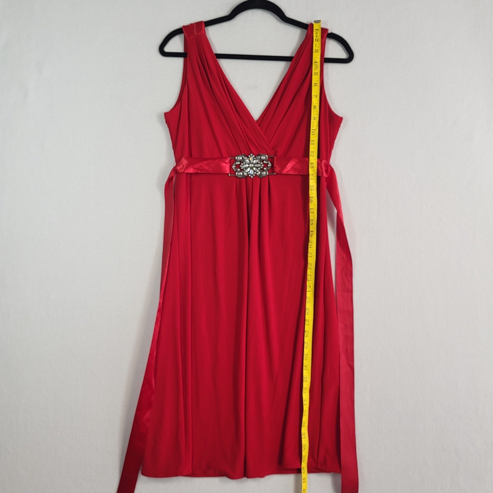 VTG Y2K Red Empire Waist Babydoll Cocktail Dress 10 Rhinestone Bow Romance