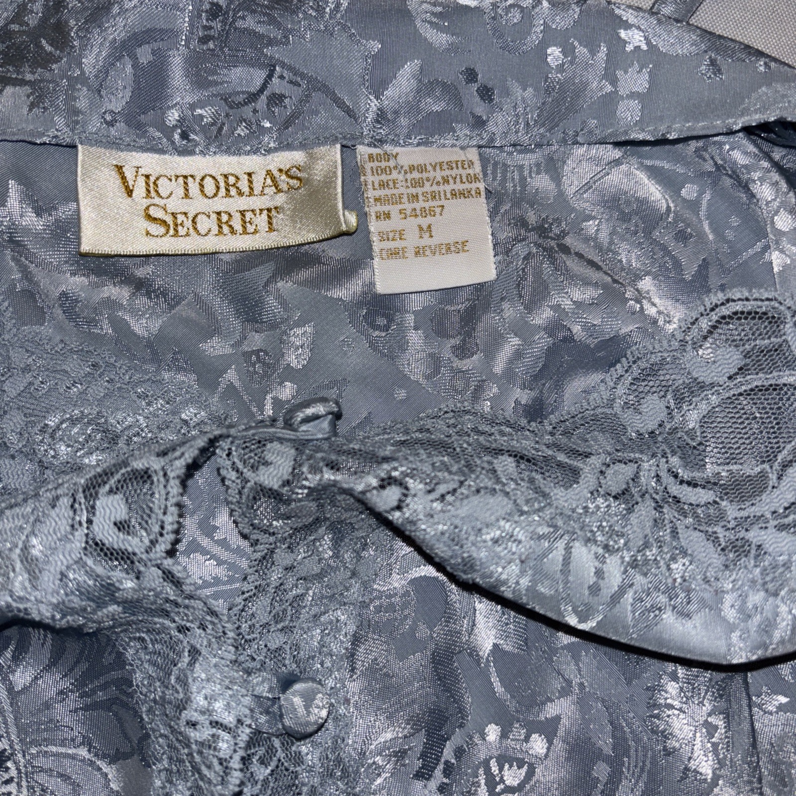 Victoria’s Secret Jacquard Lace Satin Set Top & Bloomers Flutter Gold Label VTG