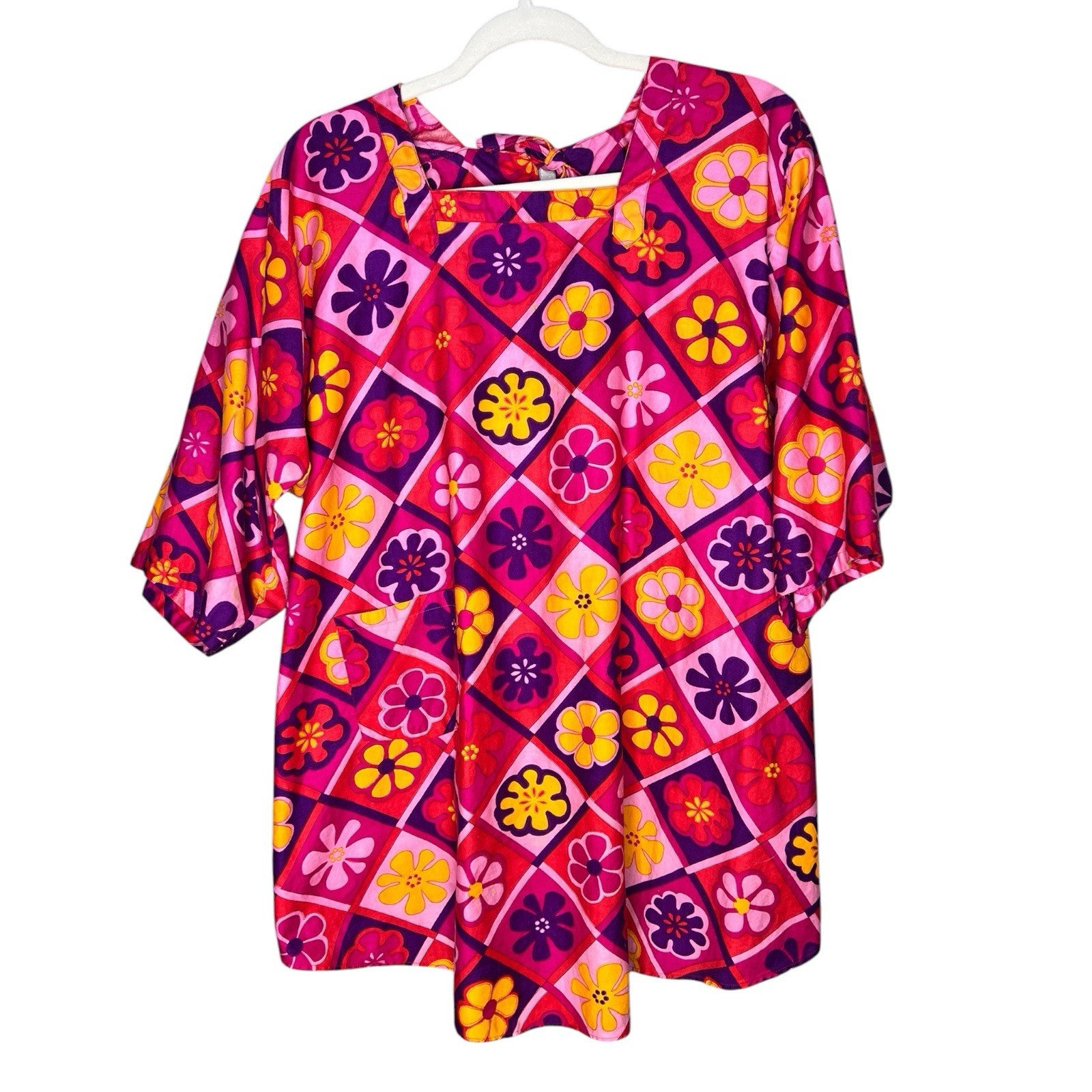 Vtg 60s DESIGN HOUSE Japan Artist Smock Apron Mod Psychedelic Flower Power