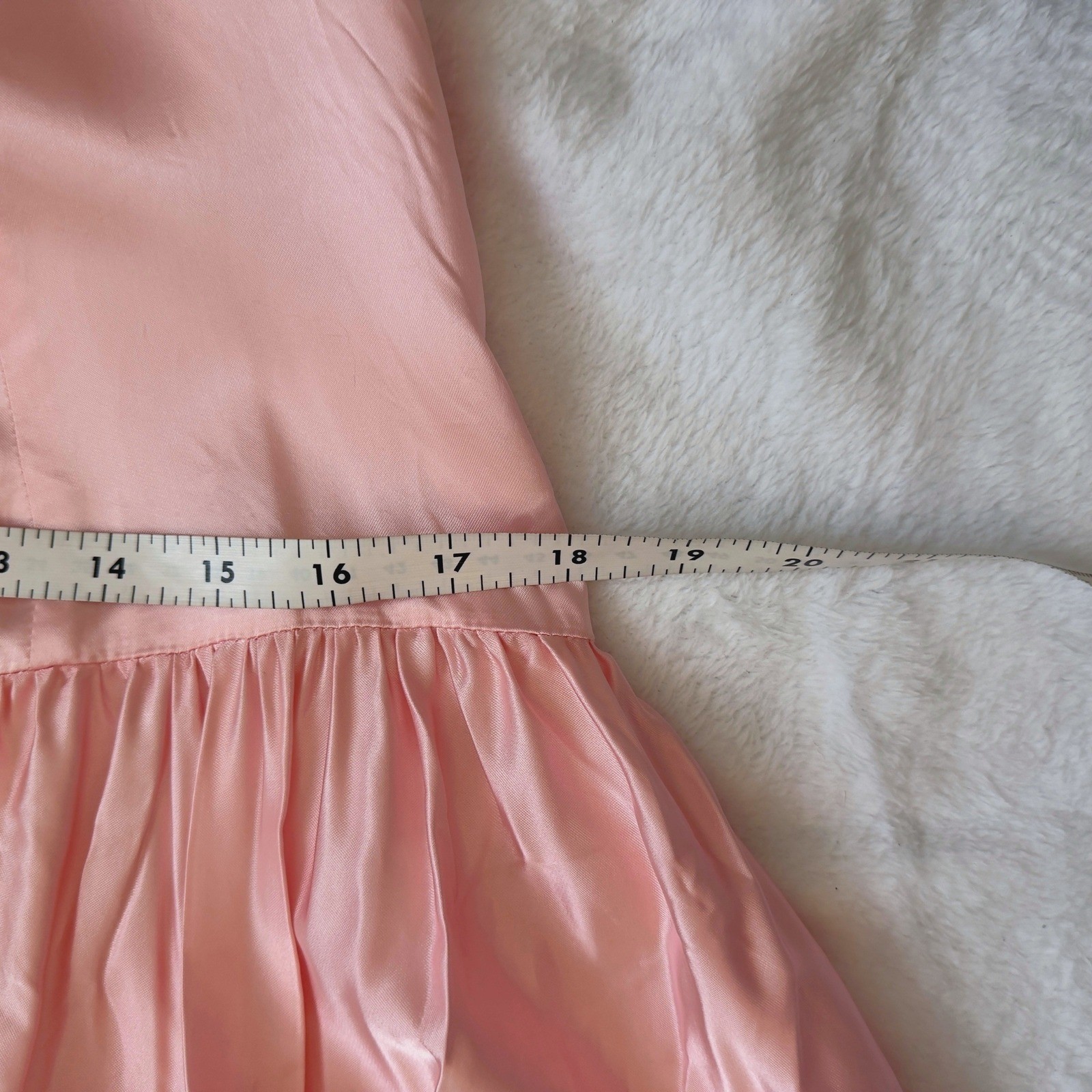 Vintage 80s Satin Pink Formal Ball Gown Princess Bow Hi Low Prom Party Dress