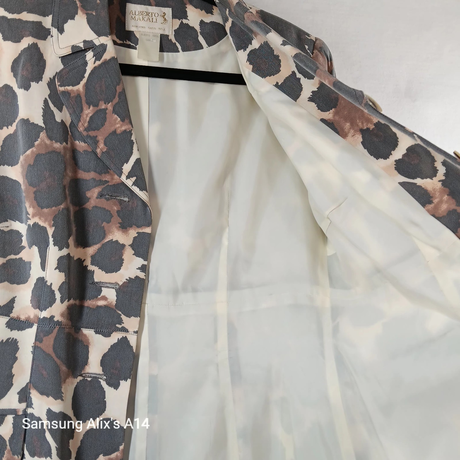 VTG Alberto Makali Women’s Blazer S/M Leopard Print Button Front Misty Design