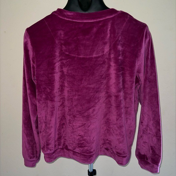 Women Juicy Couture Vintage Velour Hot Pink Sweater Soft Glam Rhinestones L