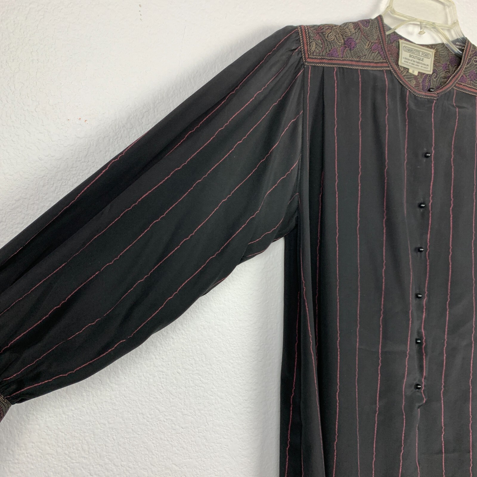 Vintage 70s Charlotte Ford Boutique Striped Drapey Shift Shirt Dress Size 8
