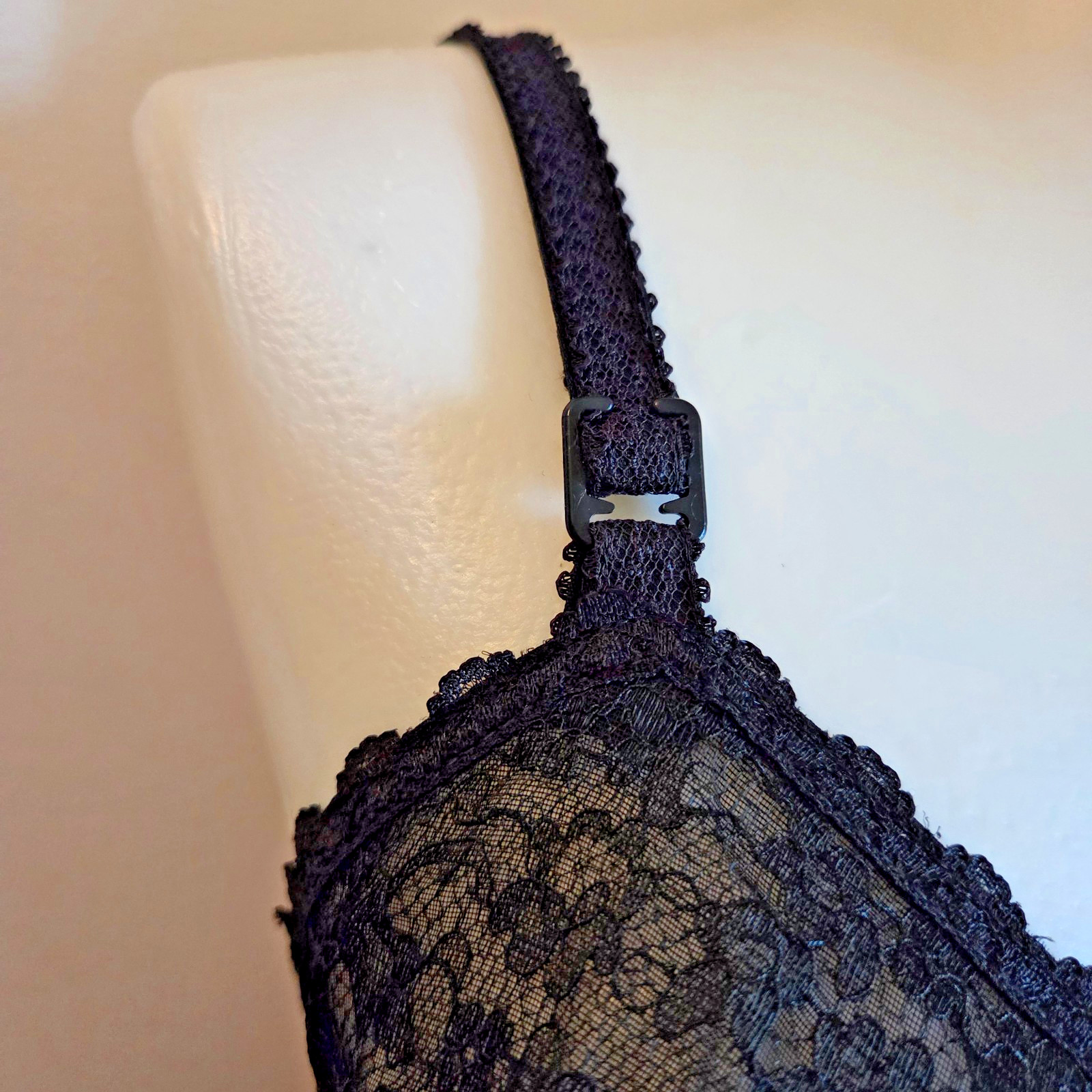 Blanche 1950s Vtg Lace Satin Slip Dress Nightgown Black Small Knee Length SEXY !