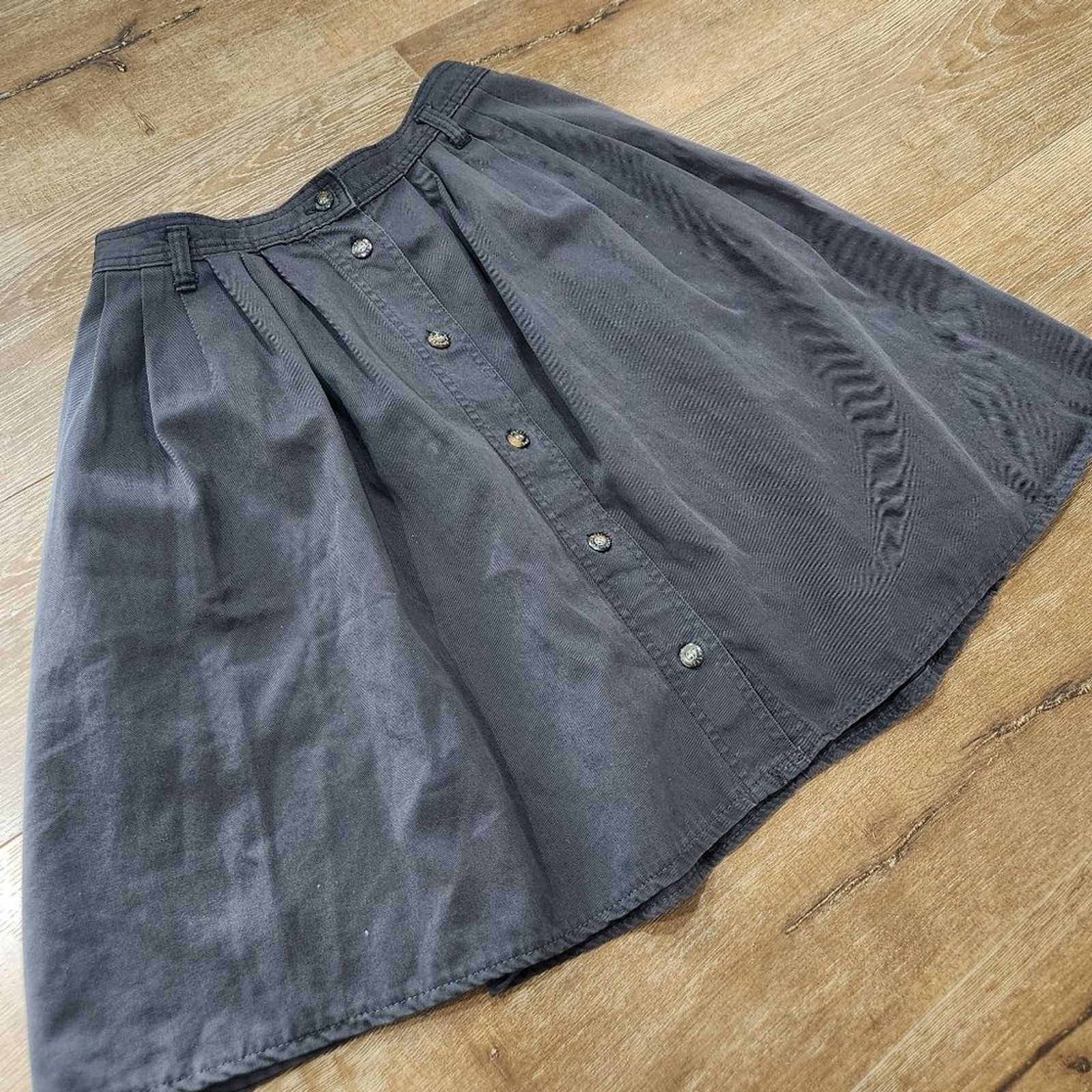 Vtg Levi’s Dockers Chocolate Brown Button Front Pleated A Line Skirt Academia