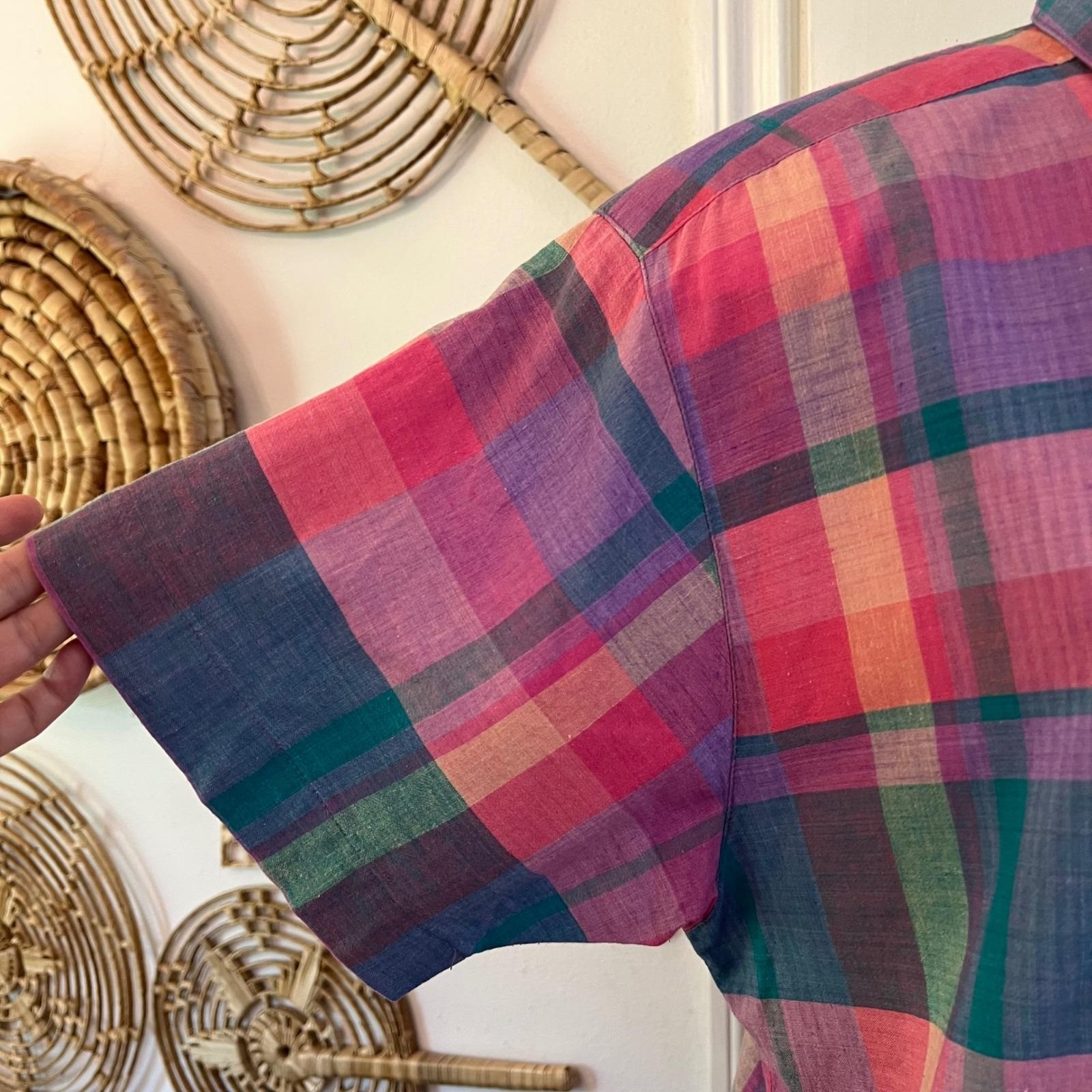 Vintage David Brooks Plaid Two Piece Skirt Set Pink Purple Cotton Preppy 90s 14