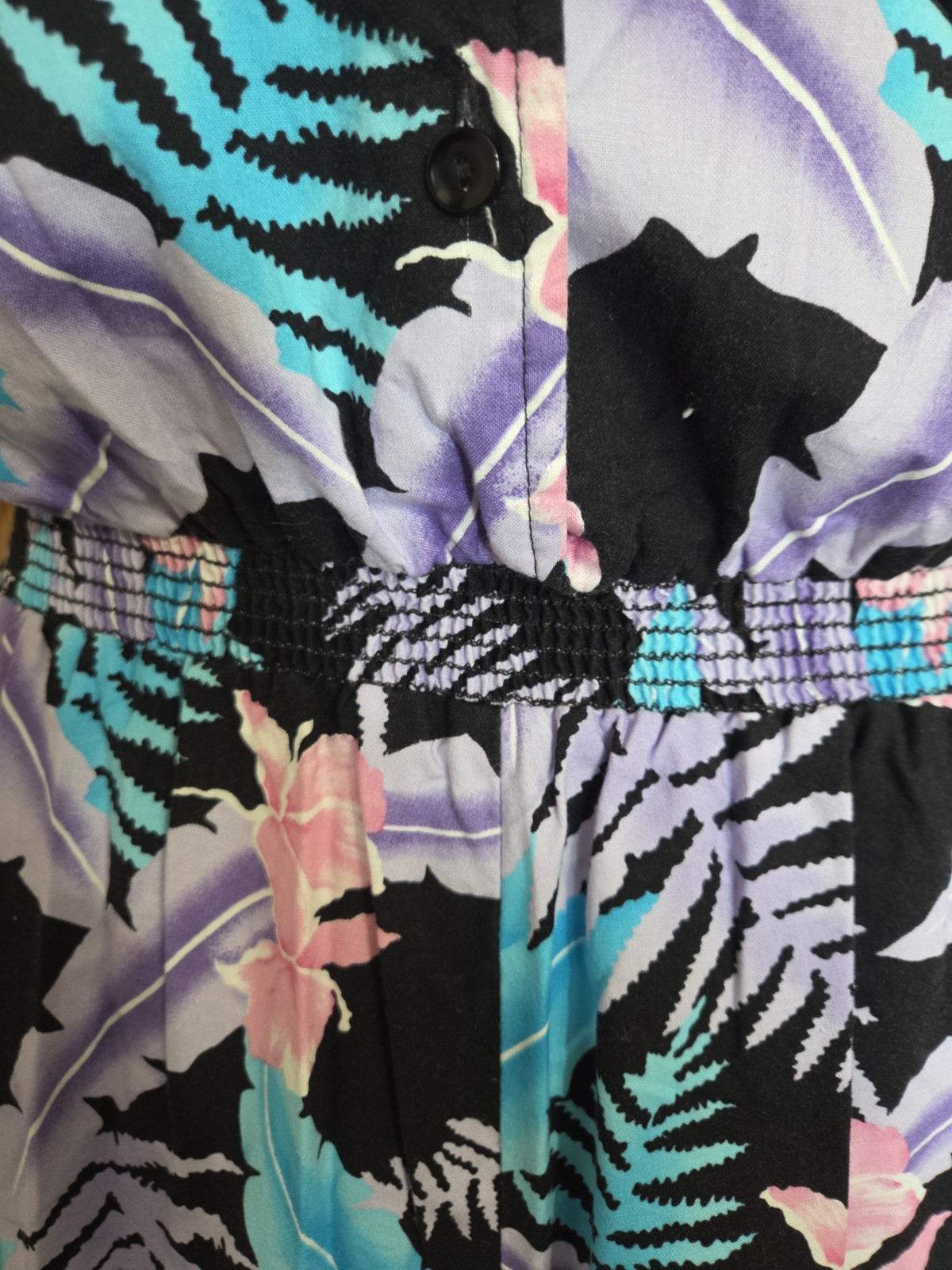 VTG Hilo Hattie Hawaiian Romper Dress Shorts Tropical Resort 100 Cotton USA Sz L