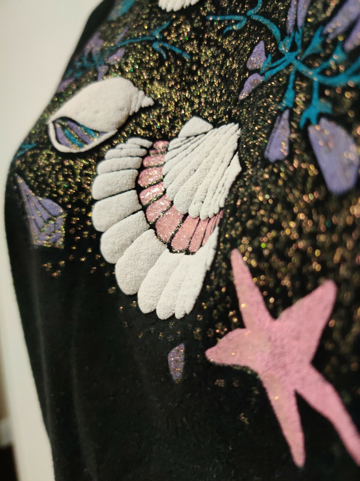 Vintage Women’s Puffy Screen Stars Best XL Black Single Stitch Glitter Florida