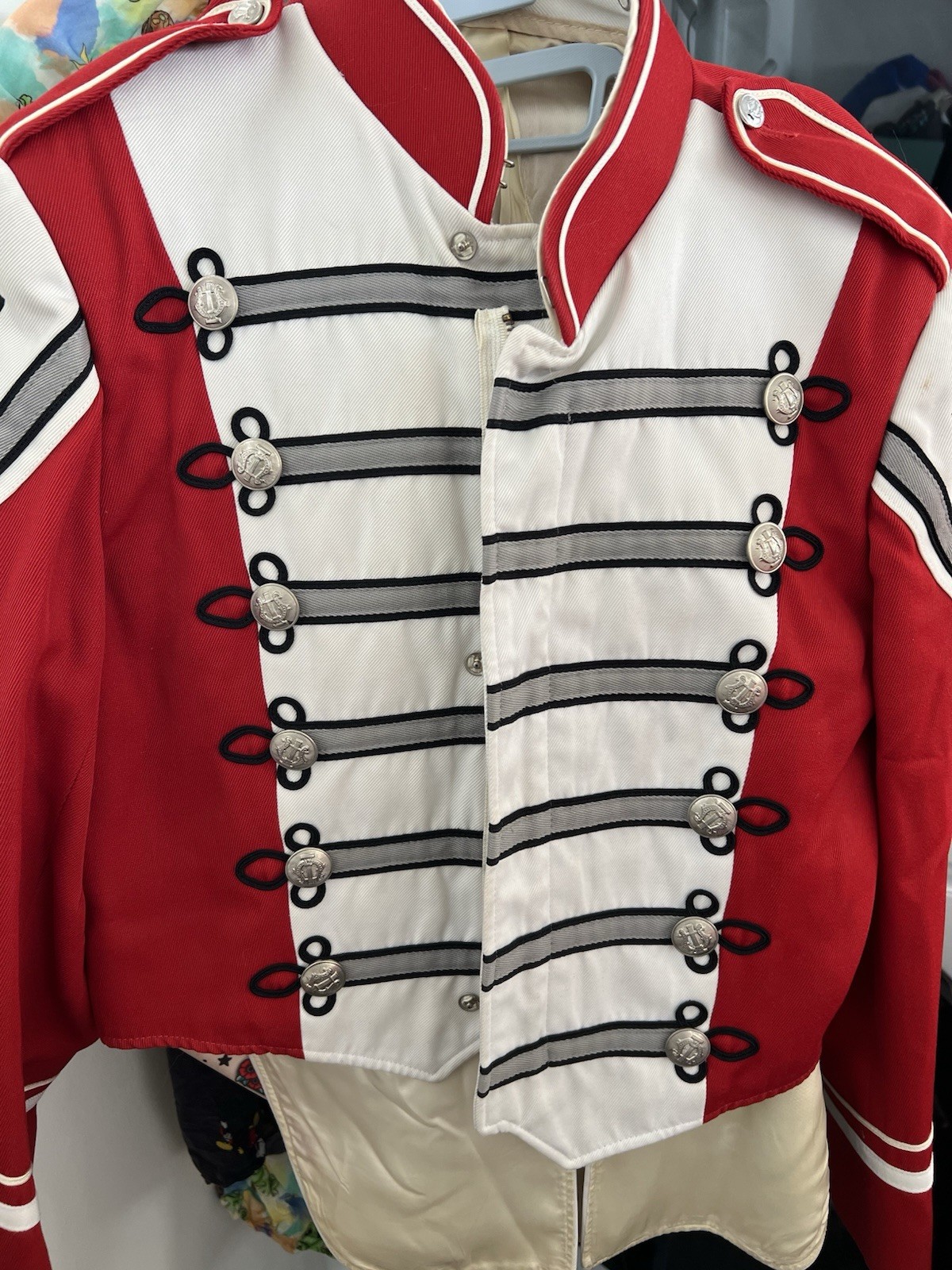 Vintage Stanbury Wool Red And White Military Style Marching Band Jacket 38