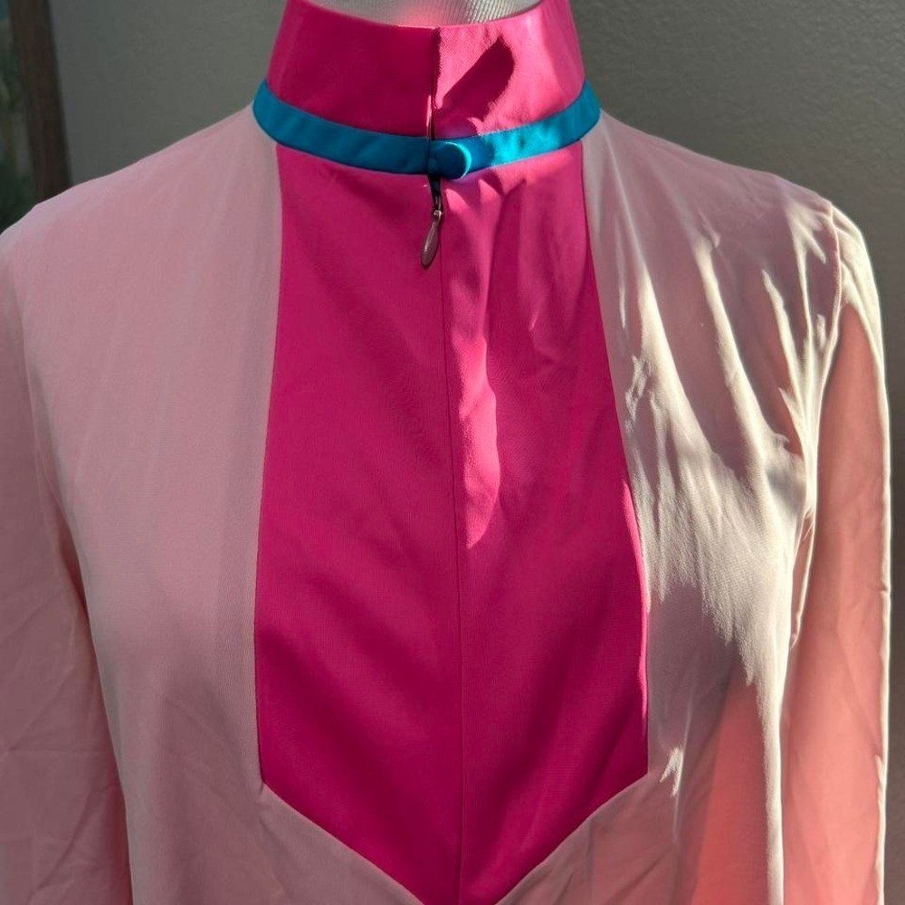 Vintage Gossard Artemis Pink Turquoise Colorblock Mod Loungewear Set Small