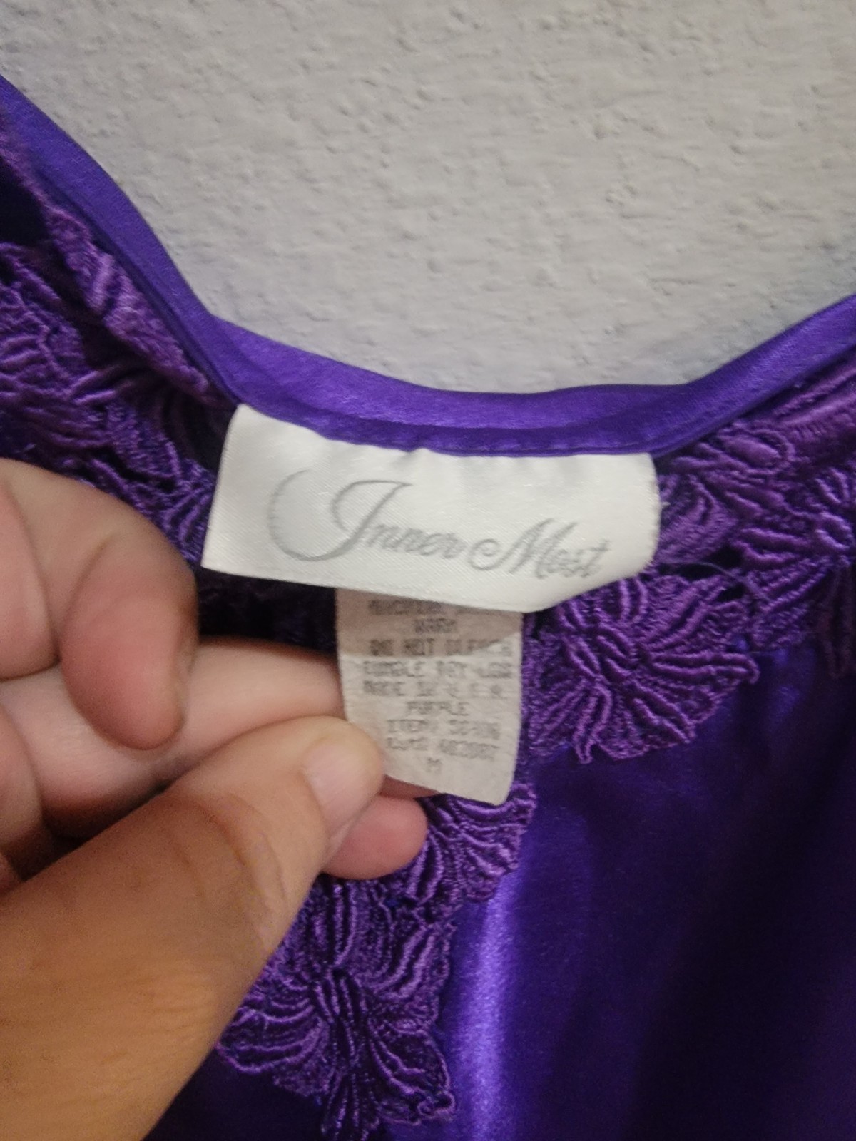 Inner Most Purple Camisole Chemise Nightgown Satin Feel USA Made Sz M Vintage