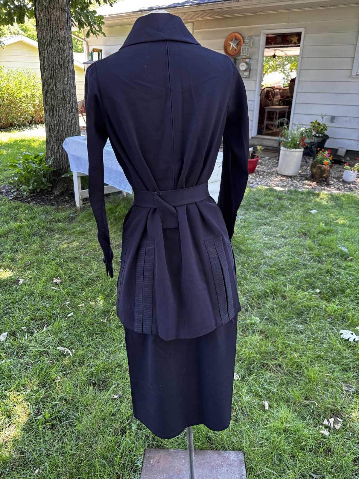 Antique Victorian Edwardian Walking Suit Jacket Skirt Set Wool 1910s