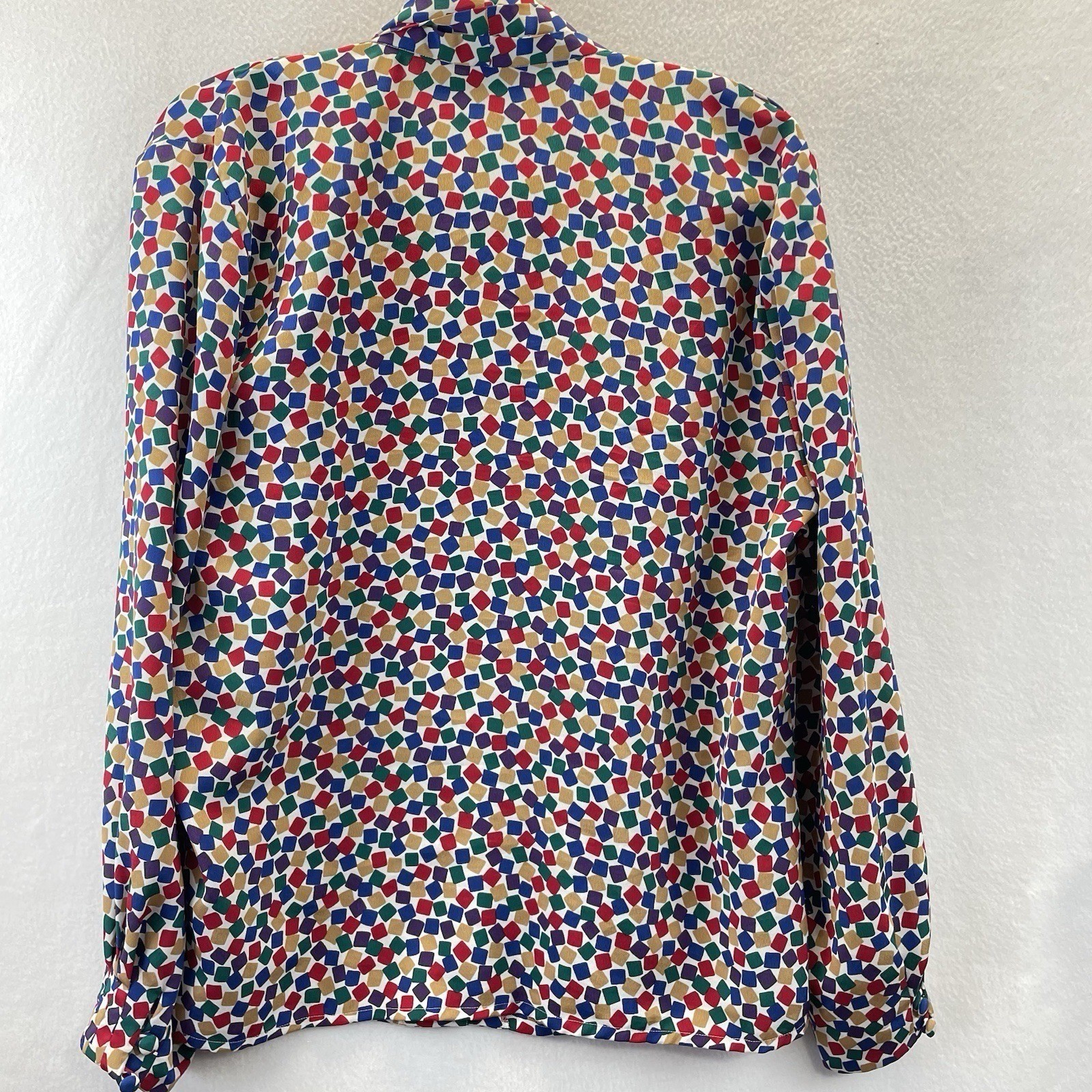 Bleyle Geometric Square Print Blouse Women 16 Multicolor Excellent Vintage 80s