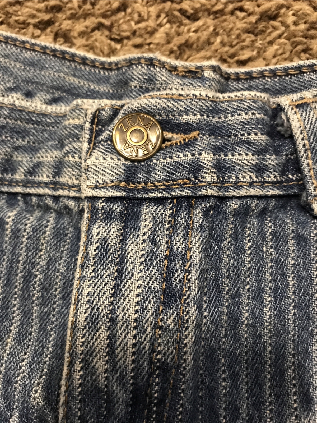 Vintage Zena Jeans Womens 10 High Rise Waist Mom Blue Striped Denim Tapered A5