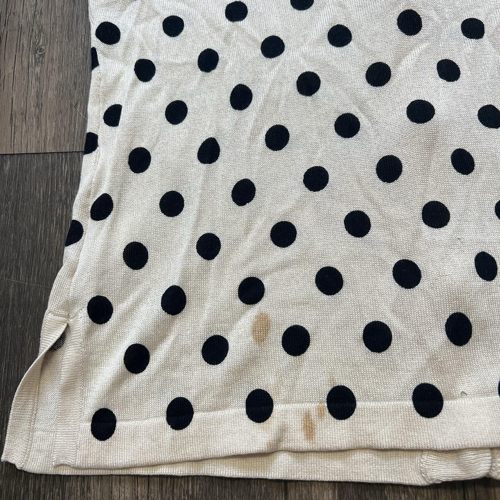 Entracte Vtg Silk Cashmere Polka Dot Crewneck FittedButton Up Knit Cardigan M