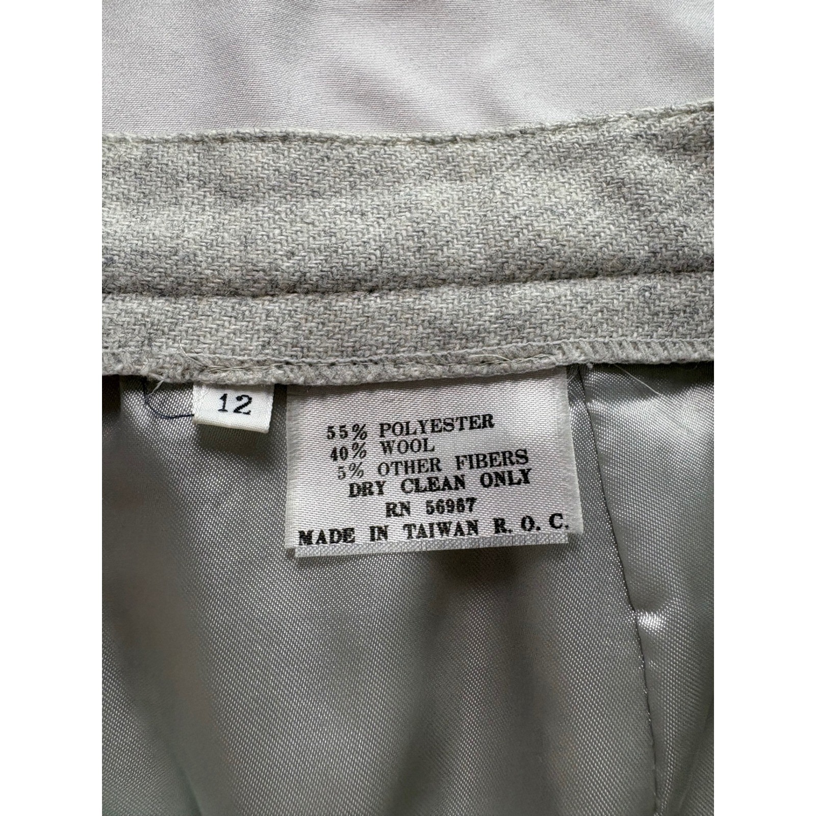Vintage Wool Blend Pleated Midi Skirt Women Size S/M Gray Dark Academia Preppy