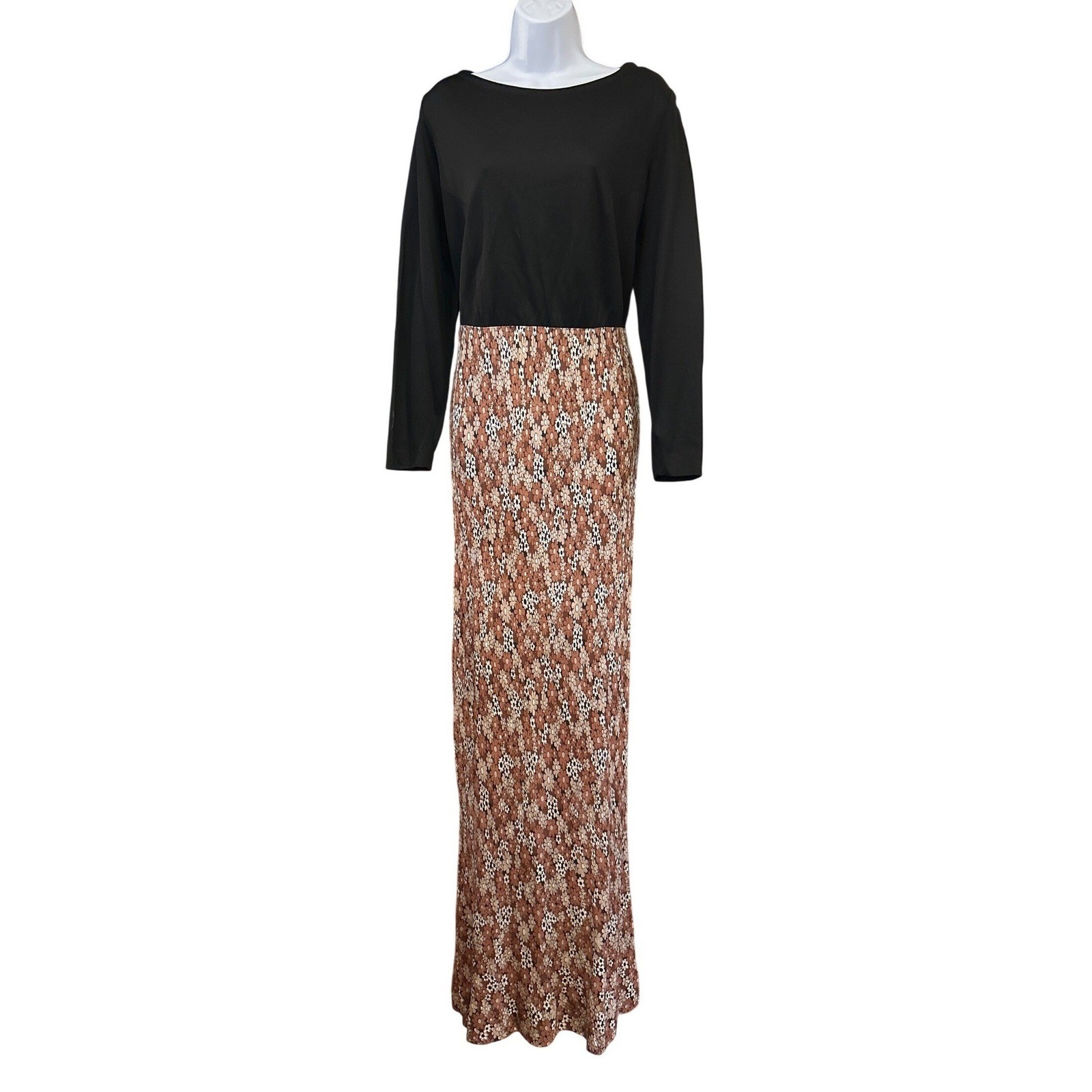 Vintage 70s Betty Hartford Maxi Dress Retro Mod Floral Boho Earthy