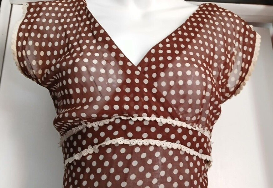 Darling Vintage Gay Gibson sheer Polka Dot dress 50s XS Lolita Rockabilly