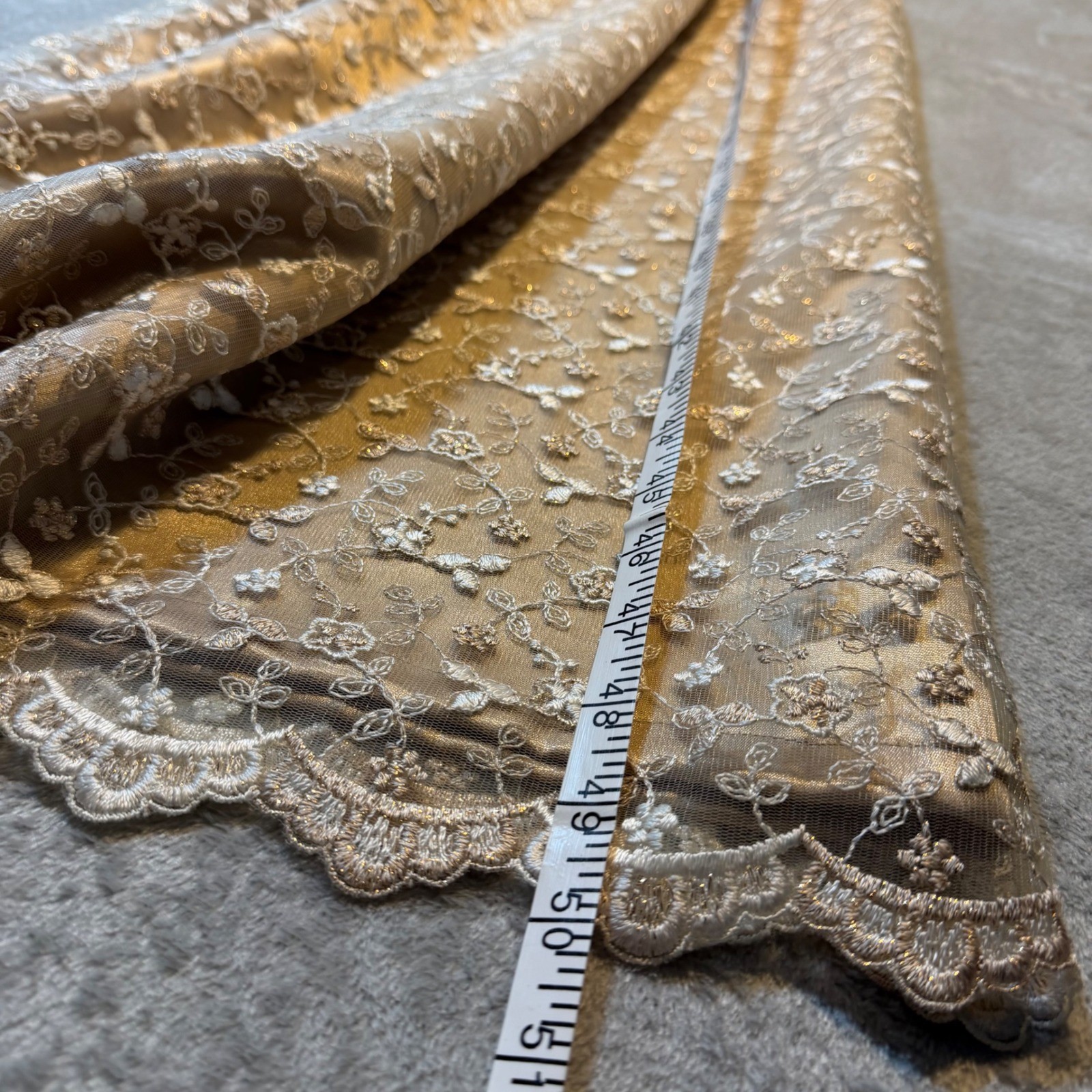 Vintage 90s Champagne Gold Lace Floral Maxi Dress Sweetheart Formal Gown 10
