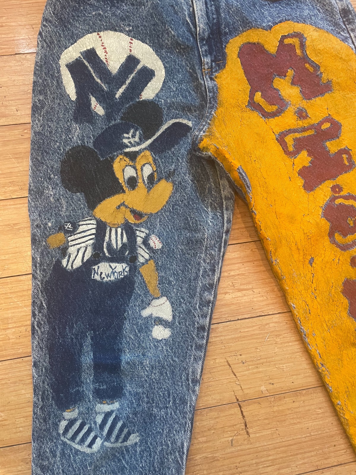 1990s Hand Painted Denim Jeans, Vintage 1993 Graduation Painted Jeans, Vintage