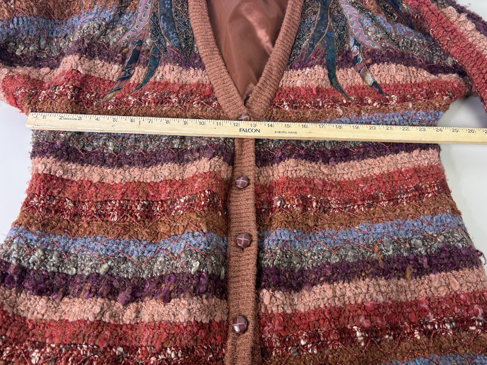 Marieakim XXL? Acrylic Patchwork Sweater Coat Button Up Heavy Dolman Sleeve EUC